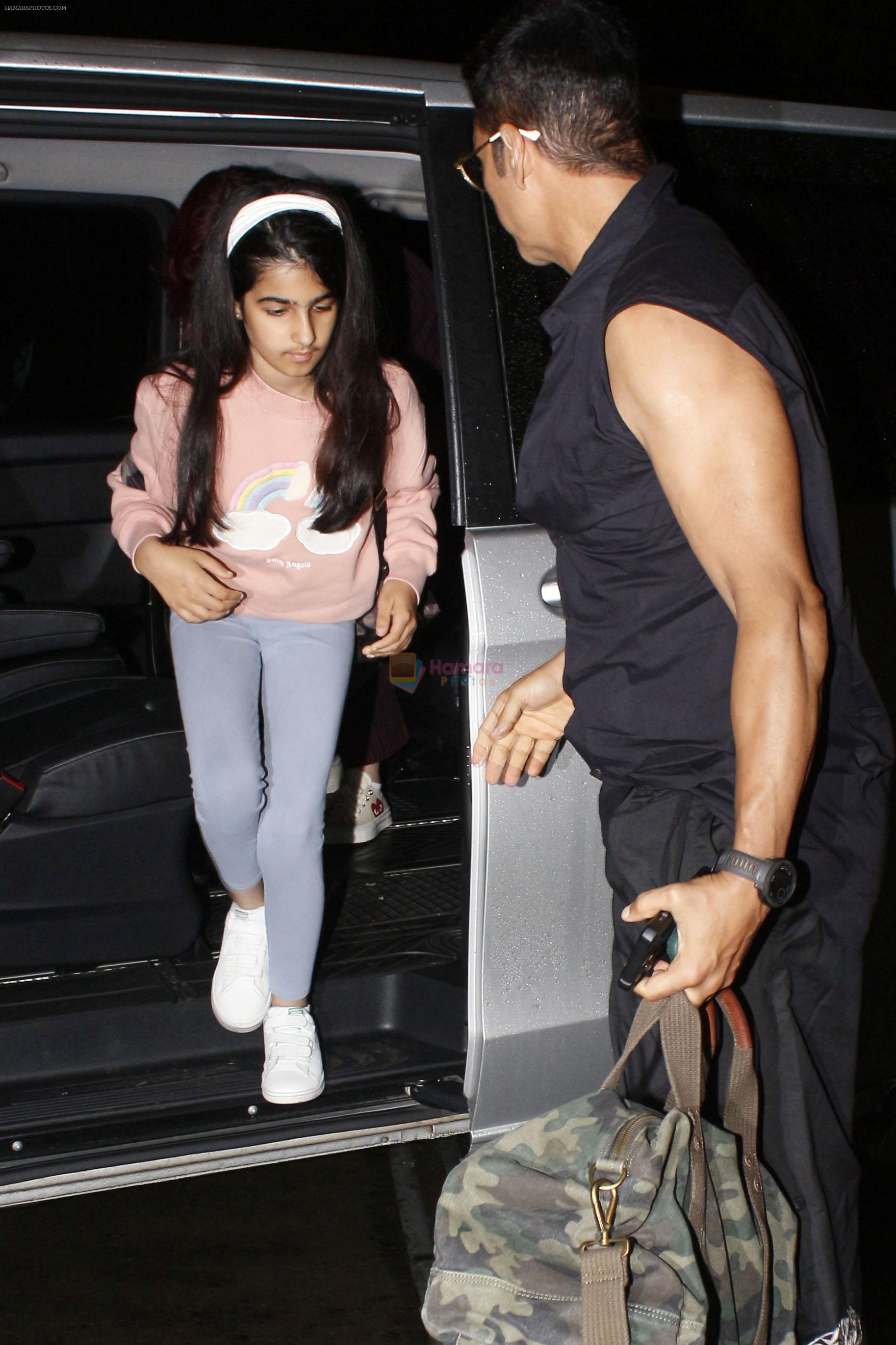 Akshay Kumar and daughter Nitara Kumar seen at the airport on 30 Jun 2023