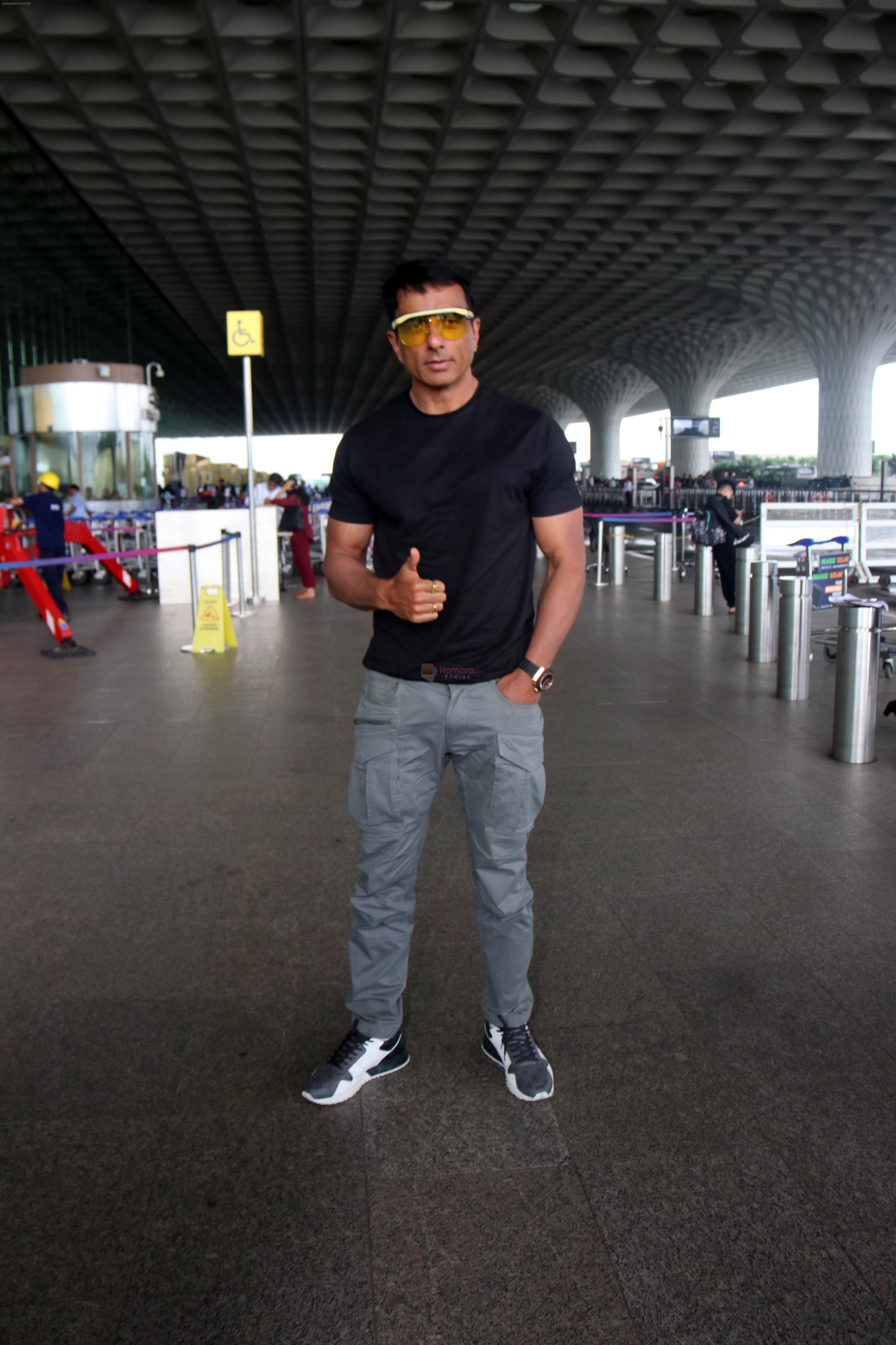 Sonu Sood seen at the airport on 4 July 2023