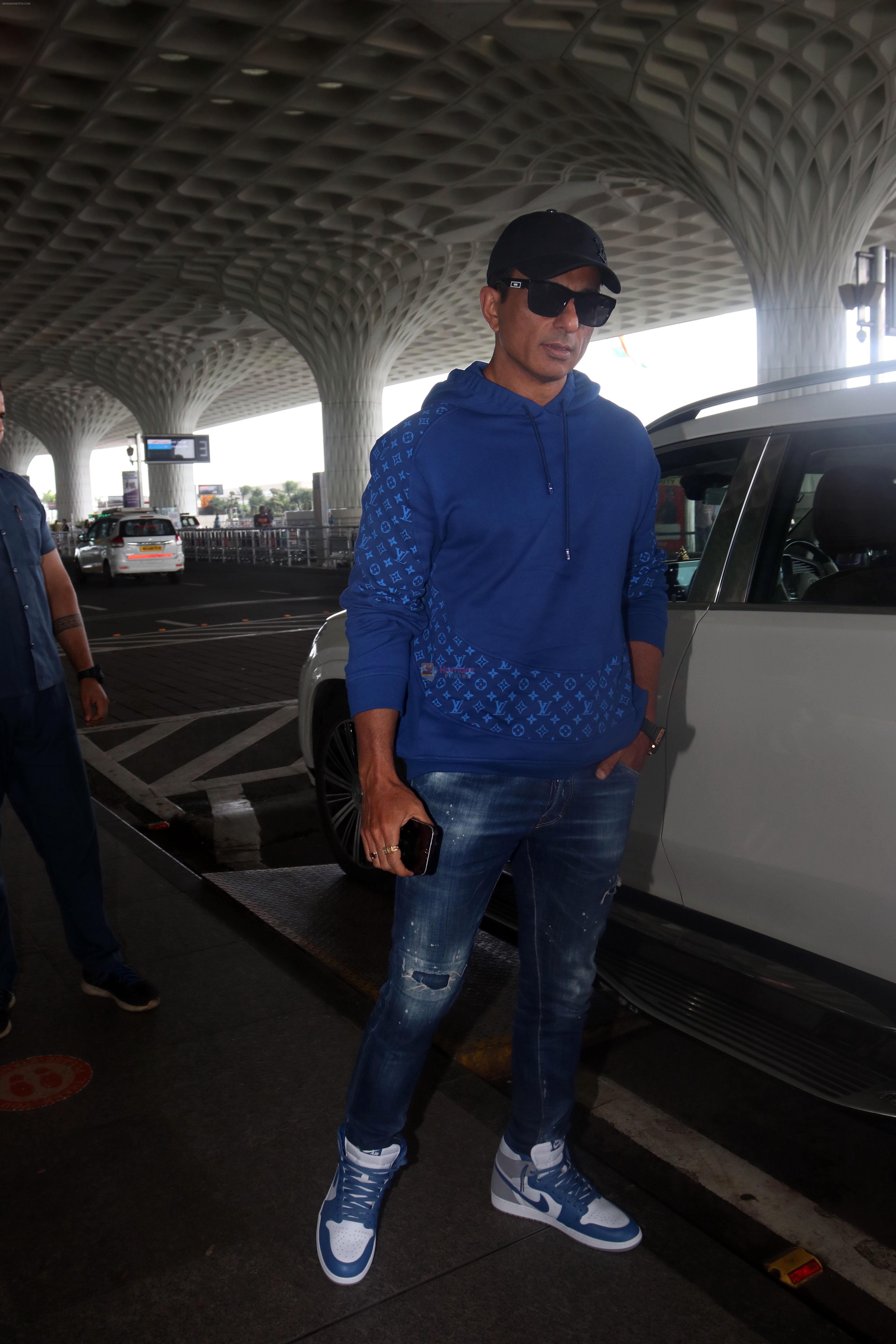 Sonu Sood seen at the airport on 10 July 2023