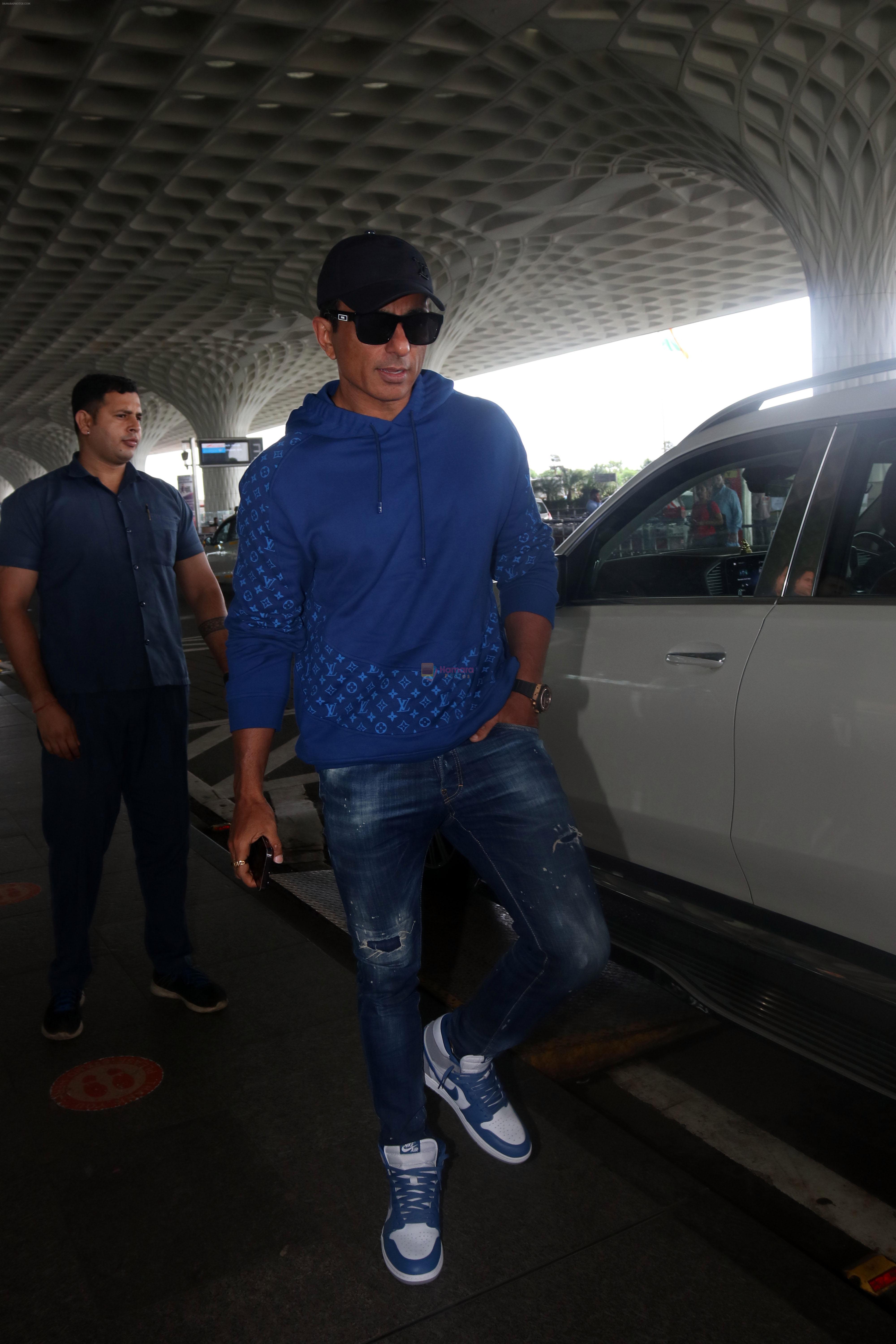 Sonu Sood seen at the airport on 10 July 2023