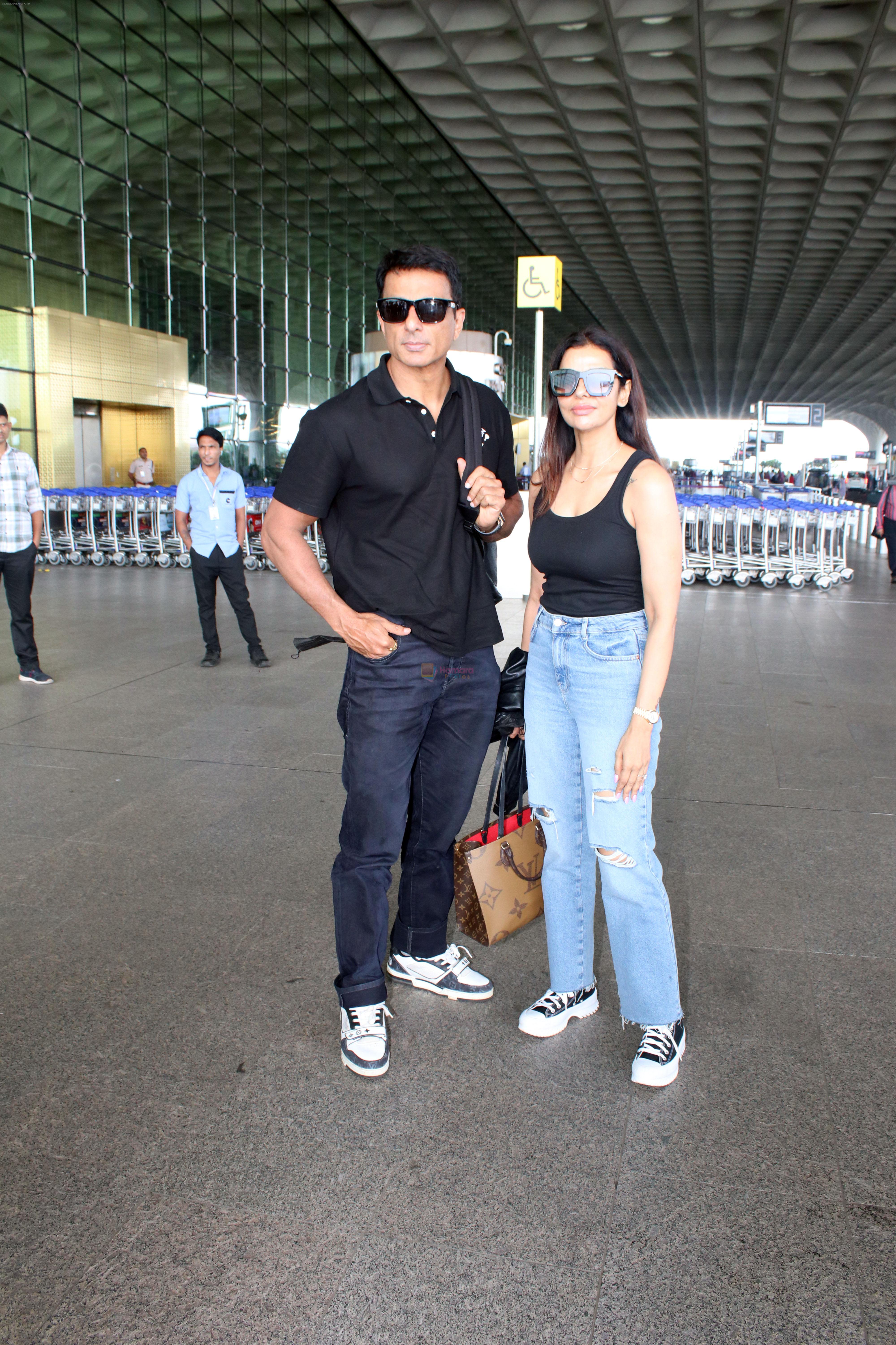 Sonu Sood seen at the airport on 17 July 2023
