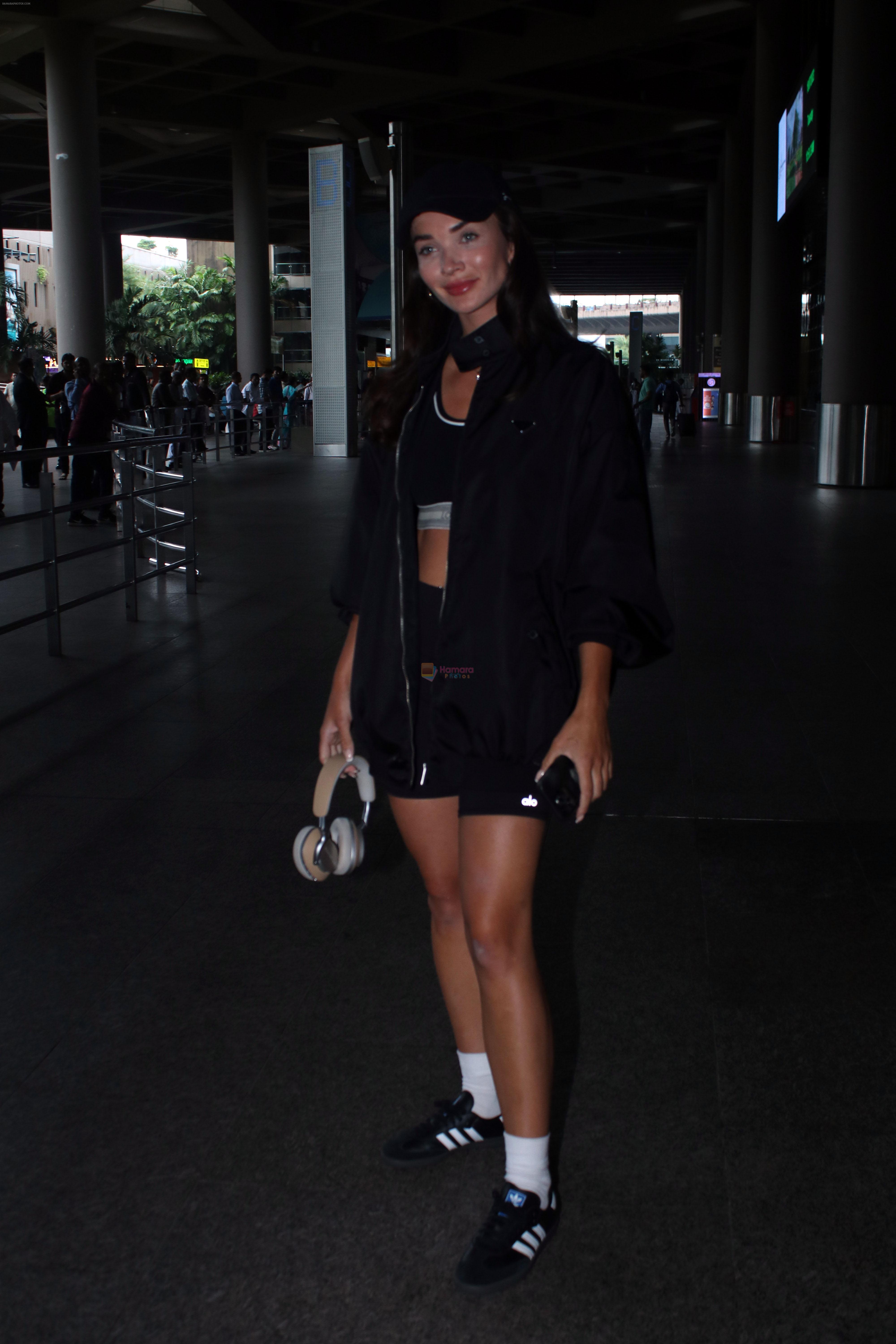 Amy Jackson seen at the airport on 18 July 2023
