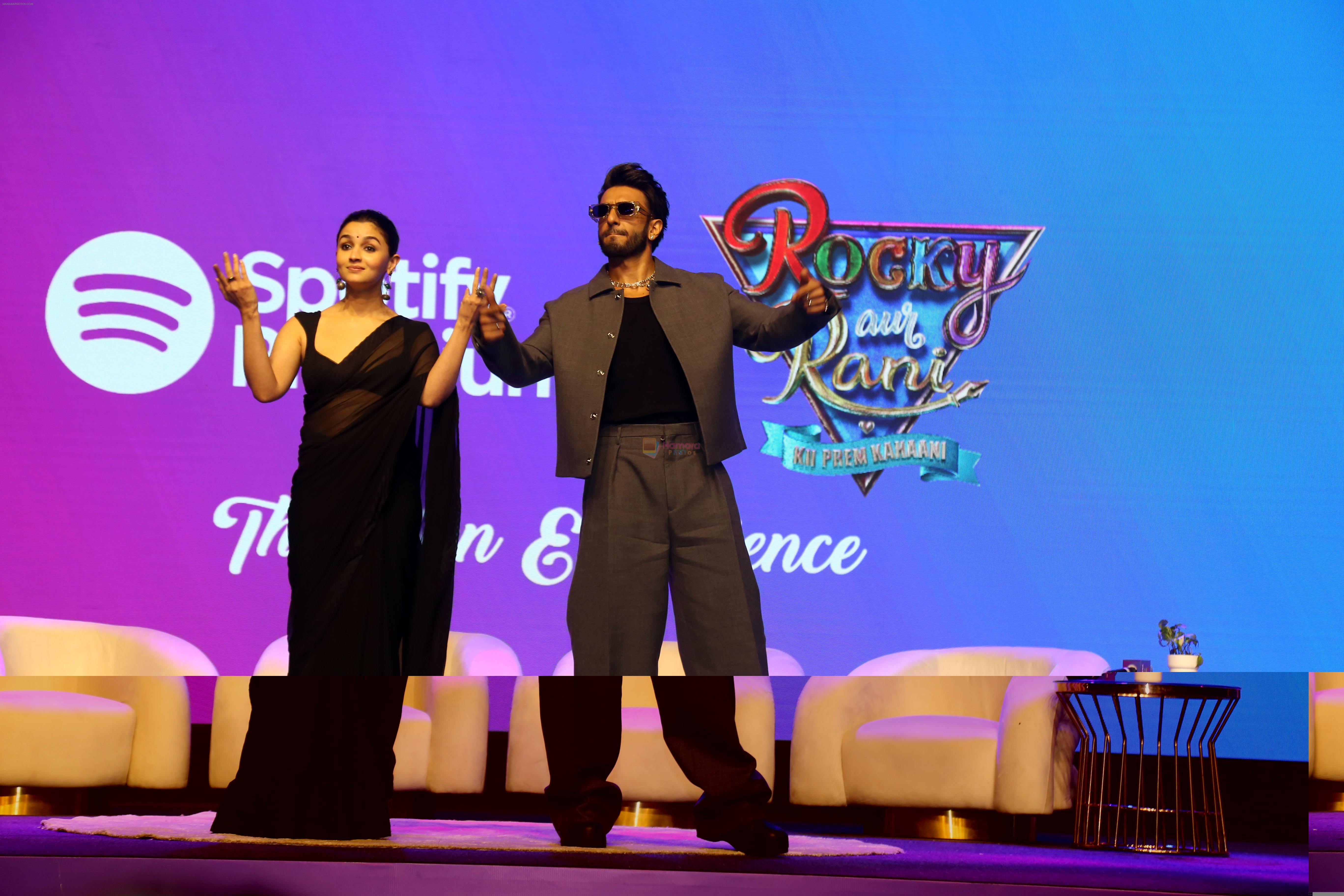 Alia Bhatt, Ranveer Singh at the movie Rocky Aur Rani Kii Prem Kahaani musical evening with Spotify Collaboration on 21 July 2023