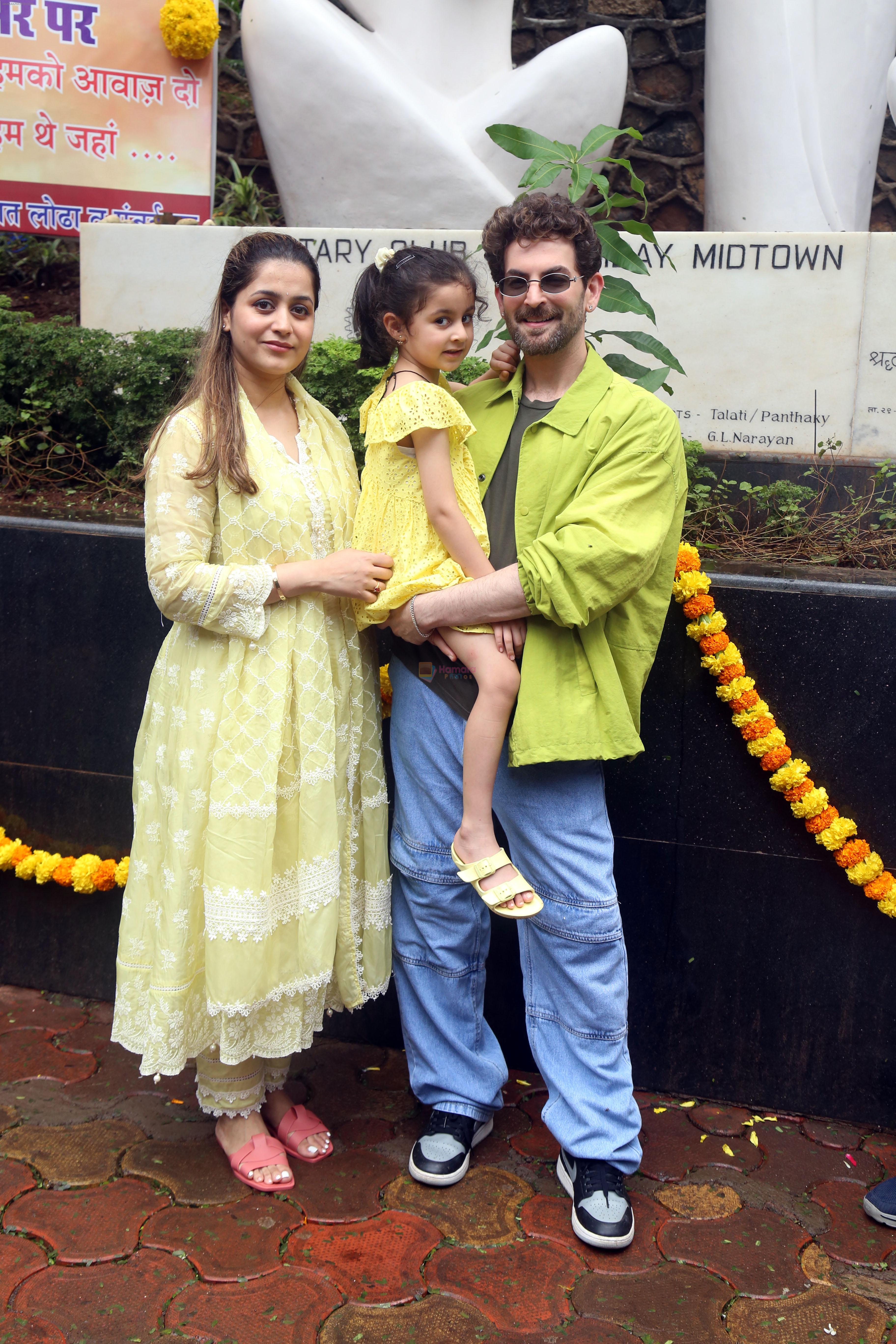 Neil Nitin Mukesh, Nurvi Neil Mukesh, Rukmini Sahay attend the 100th birth anniversary of Mukesh Ji paying Humble Tribute at Mukesh Chowk on 22 July 2023