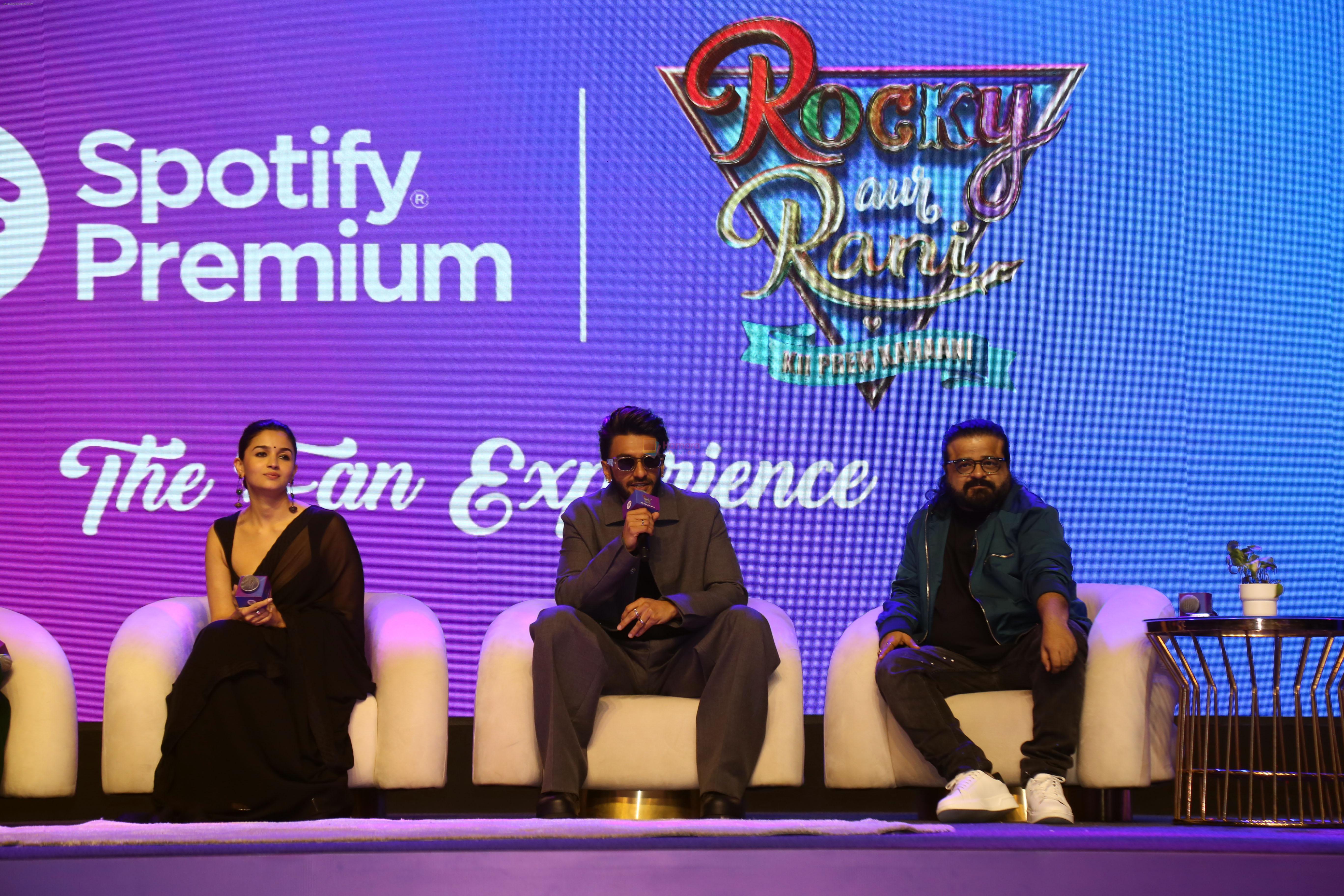 Alia Bhatt, Pritam Chakraborty, Ranveer Singh at the movie Rocky Aur Rani Kii Prem Kahaani musical evening with Spotify Collaboration on 21 July 2023