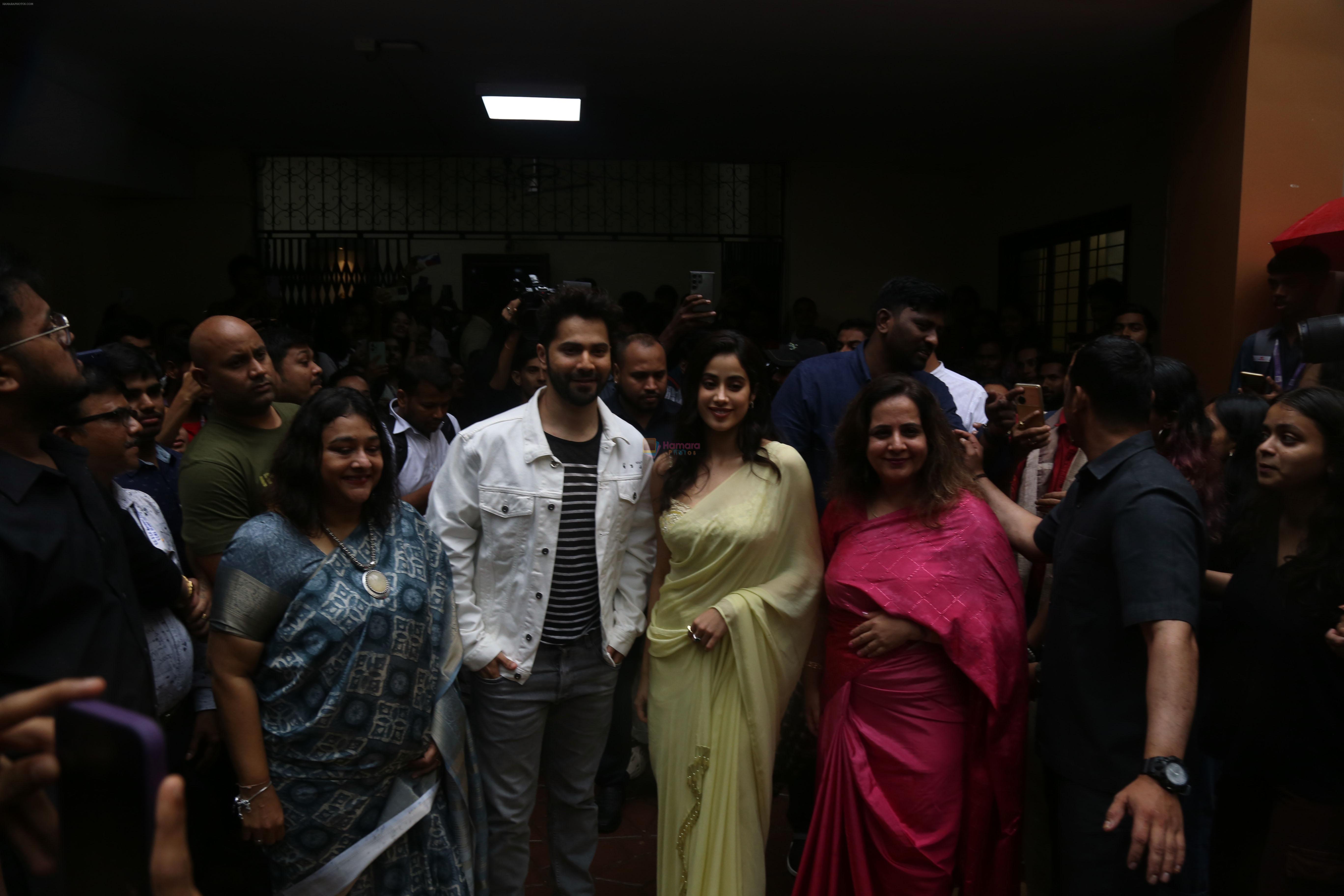 Janhvi Kapoor, Varun Dhawan at the National College for Bawaal movie promotion on 24 July 2023