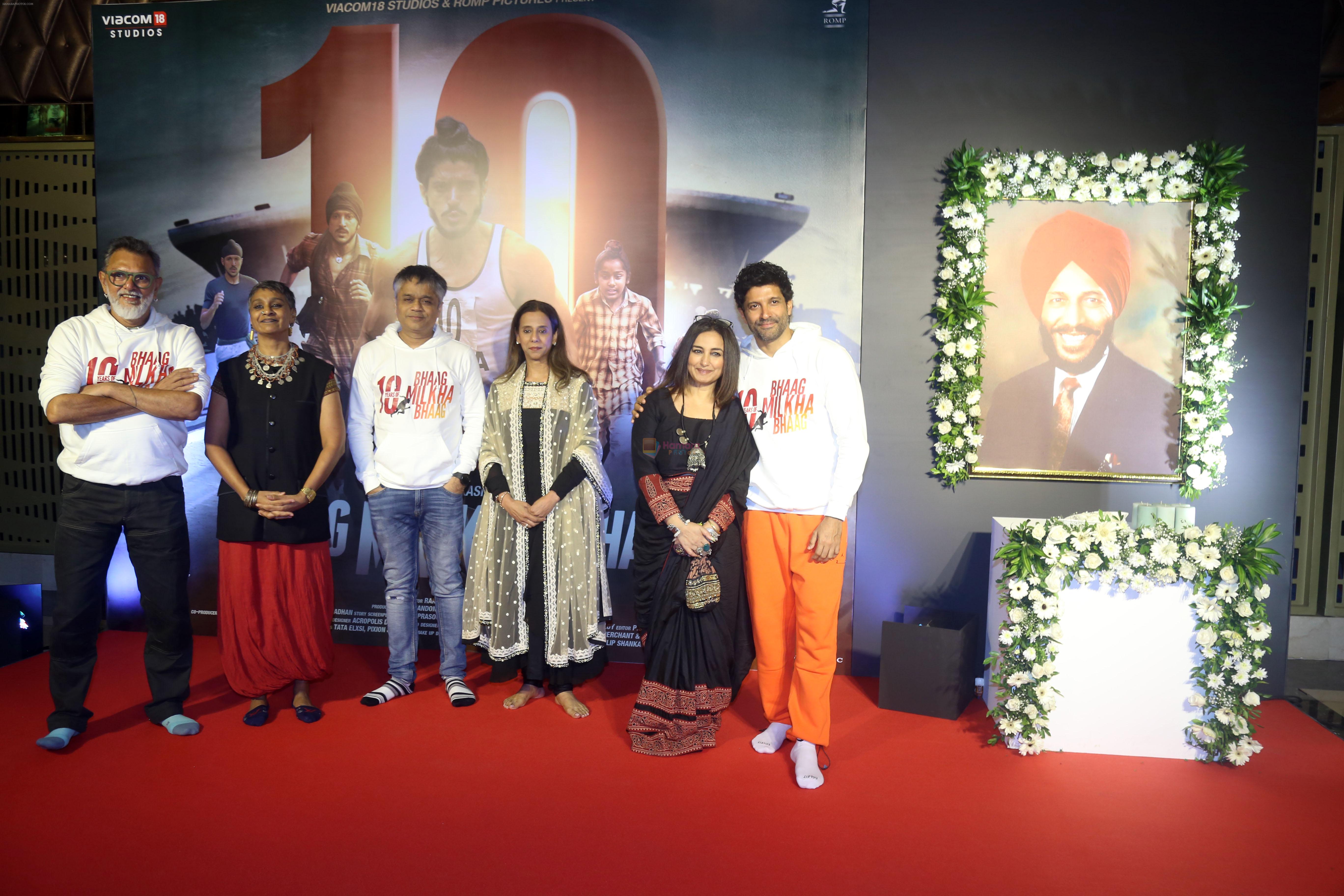 Ajit Andhare, Divya Dutta, Farhan Akhtar, P. S. Bharathi, Rakeysh Omprakash Mehra, Sonia Sanwalka at the 10 Year celebration of Bhaag Milkha Bhaag on 26 July 2023