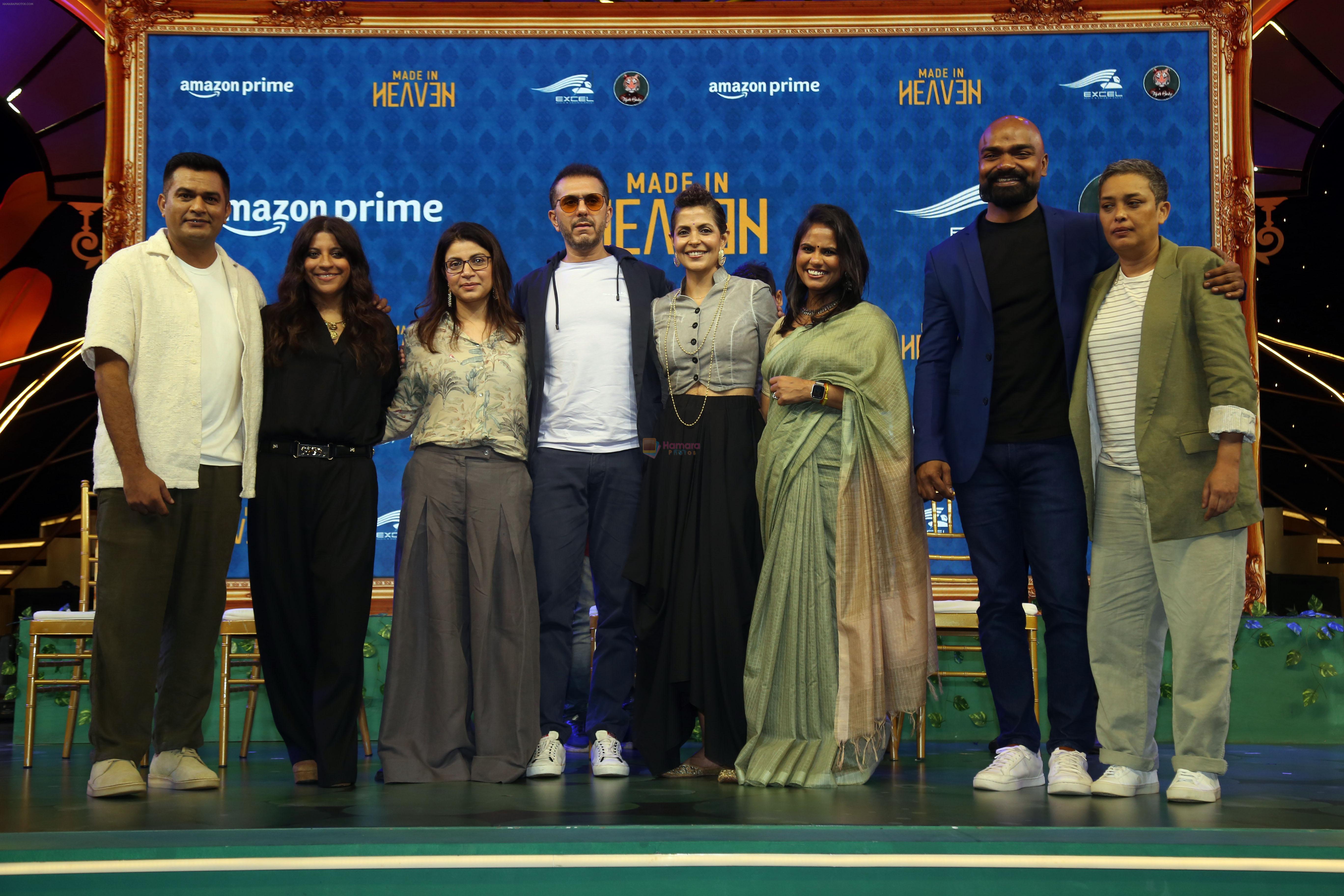 Alankrita Shrivastava, Aparna Purohit, Neeraj Ghaywan, Nitya Mehra, Reema Kagti, Ritesh Sidhwani, Sushant Sreeram, Zoya Akhtar at Made in Heaven series trailer launch on 1 Aug 2023