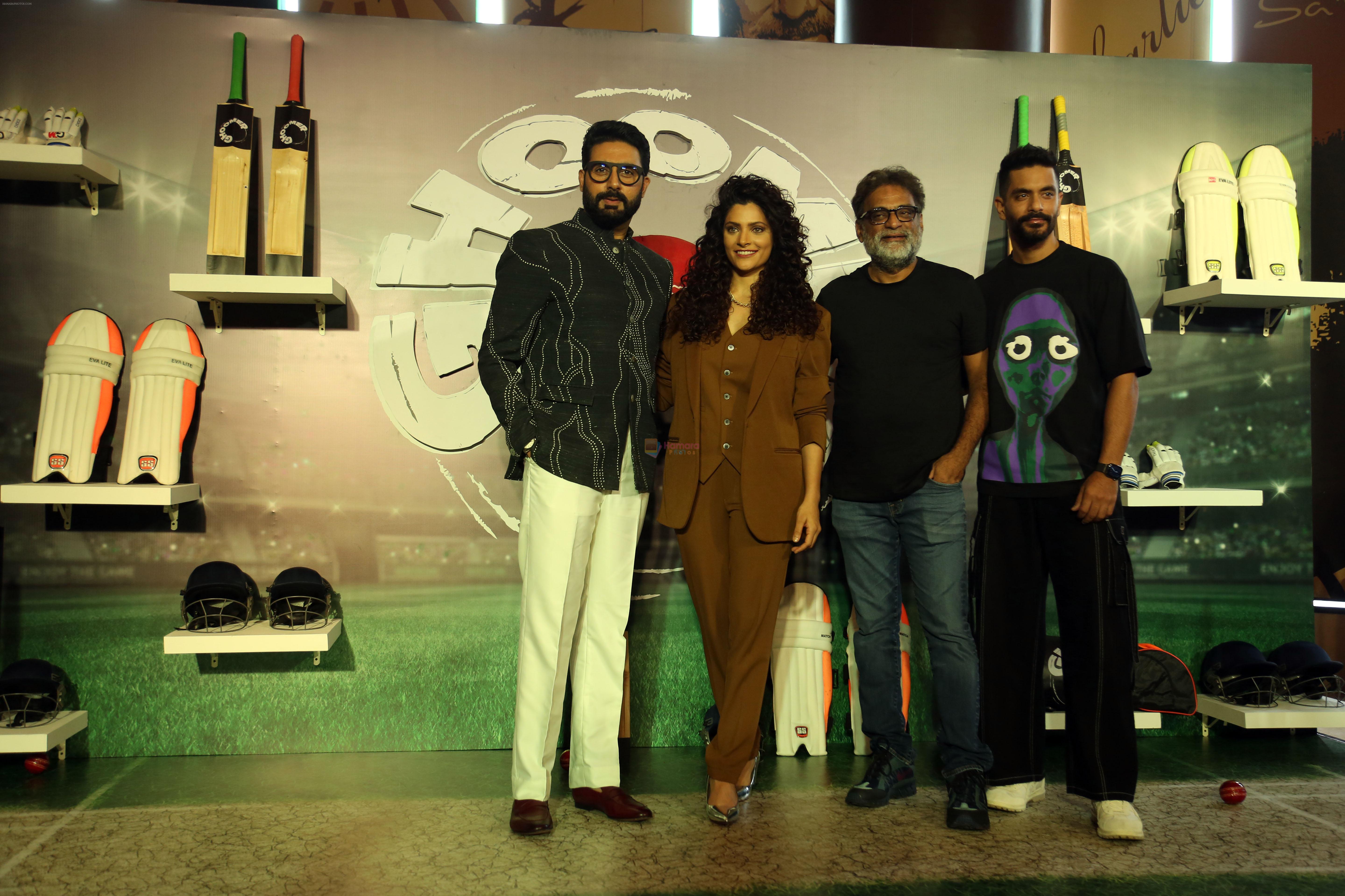 Abhishek Bachchan, Angad Bedi, R. Balki, Saiyami Kher at the Ghoomer Trailer Launch on 4 August 2023