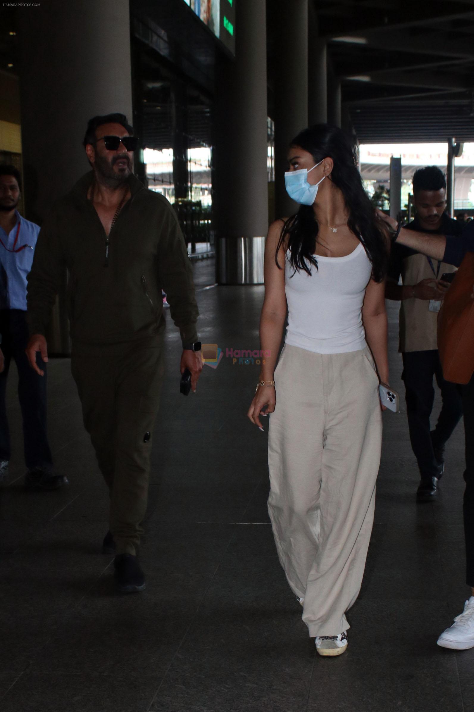 Ajay Devgn with daughter Nysa Devgan seen at the airport on 5th August 2023