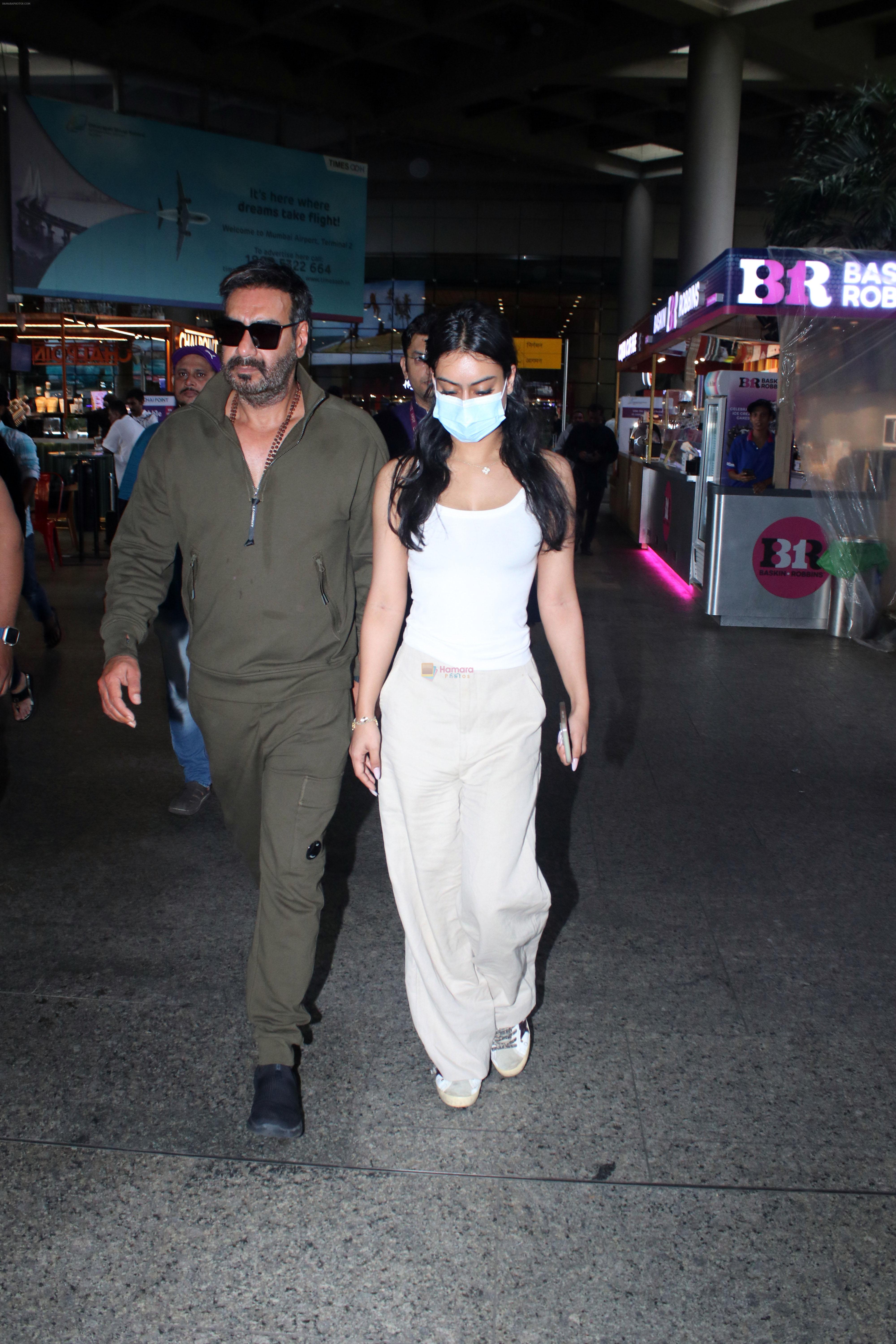 Ajay Devgn with daughter Nysa Devgan seen at the airport on 5th August 2023