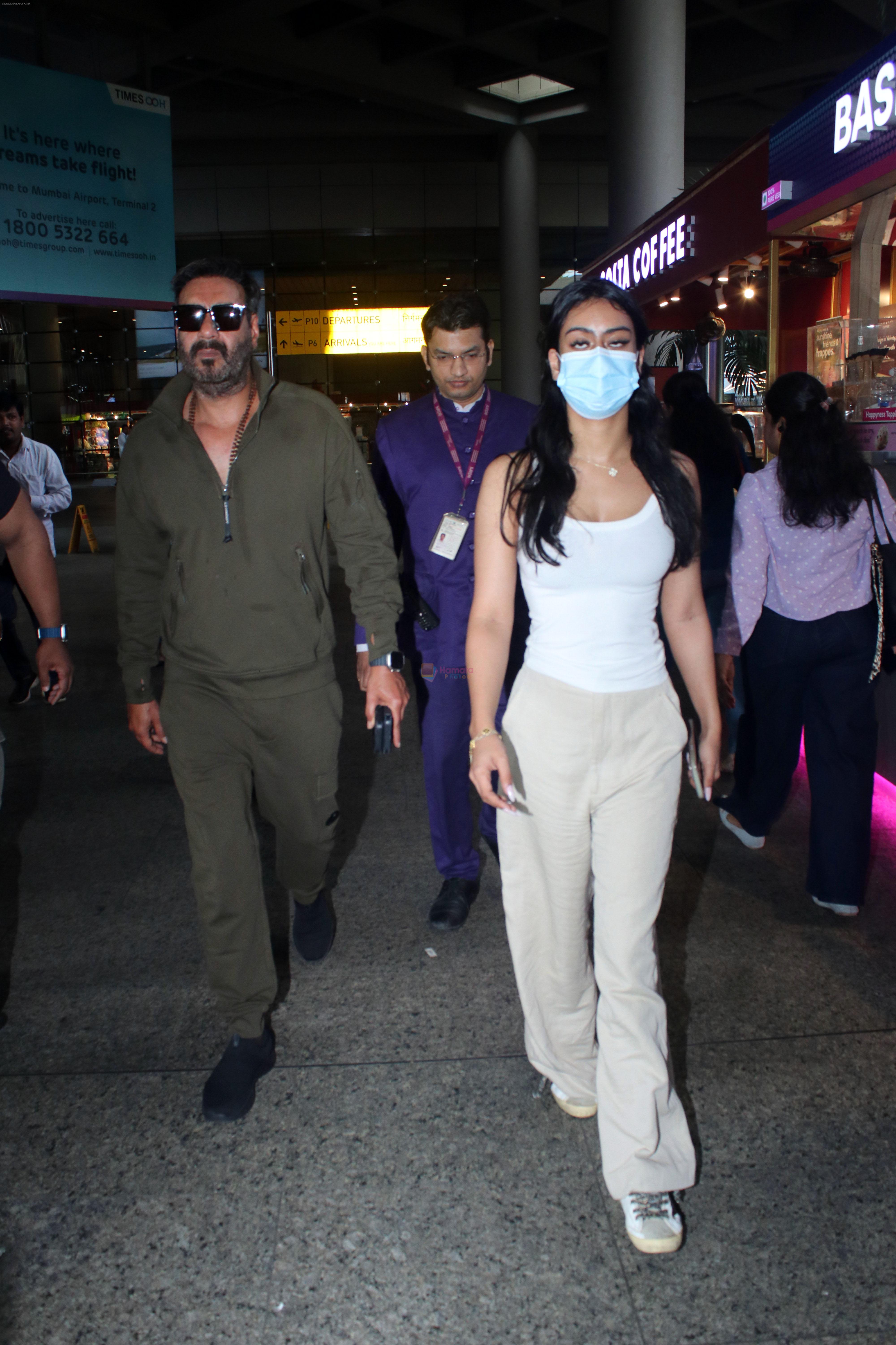 Ajay Devgn with daughter Nysa Devgan seen at the airport on 5th August 2023