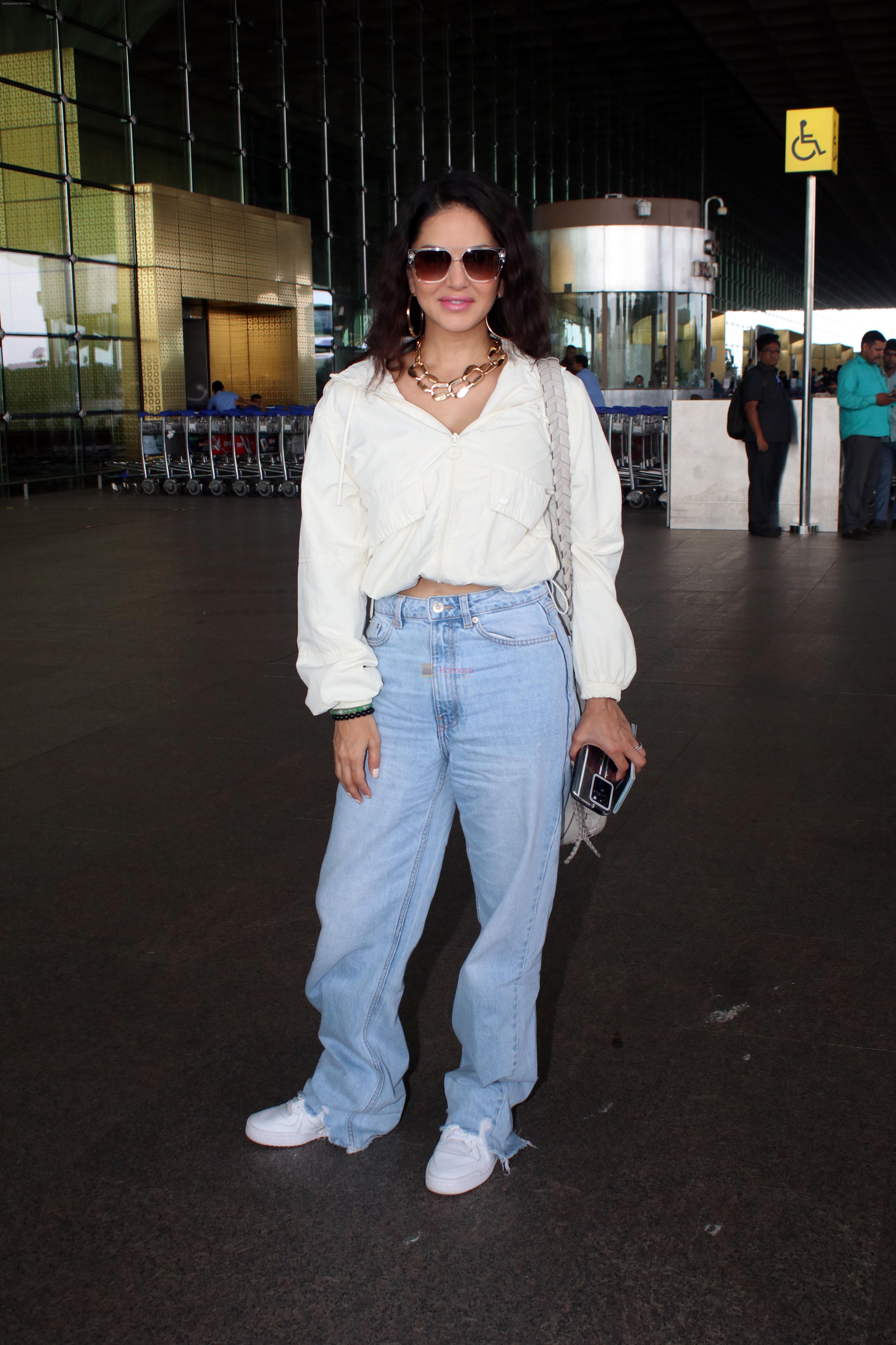 Sunny Leone spotted at airport departure on 8th August 2023