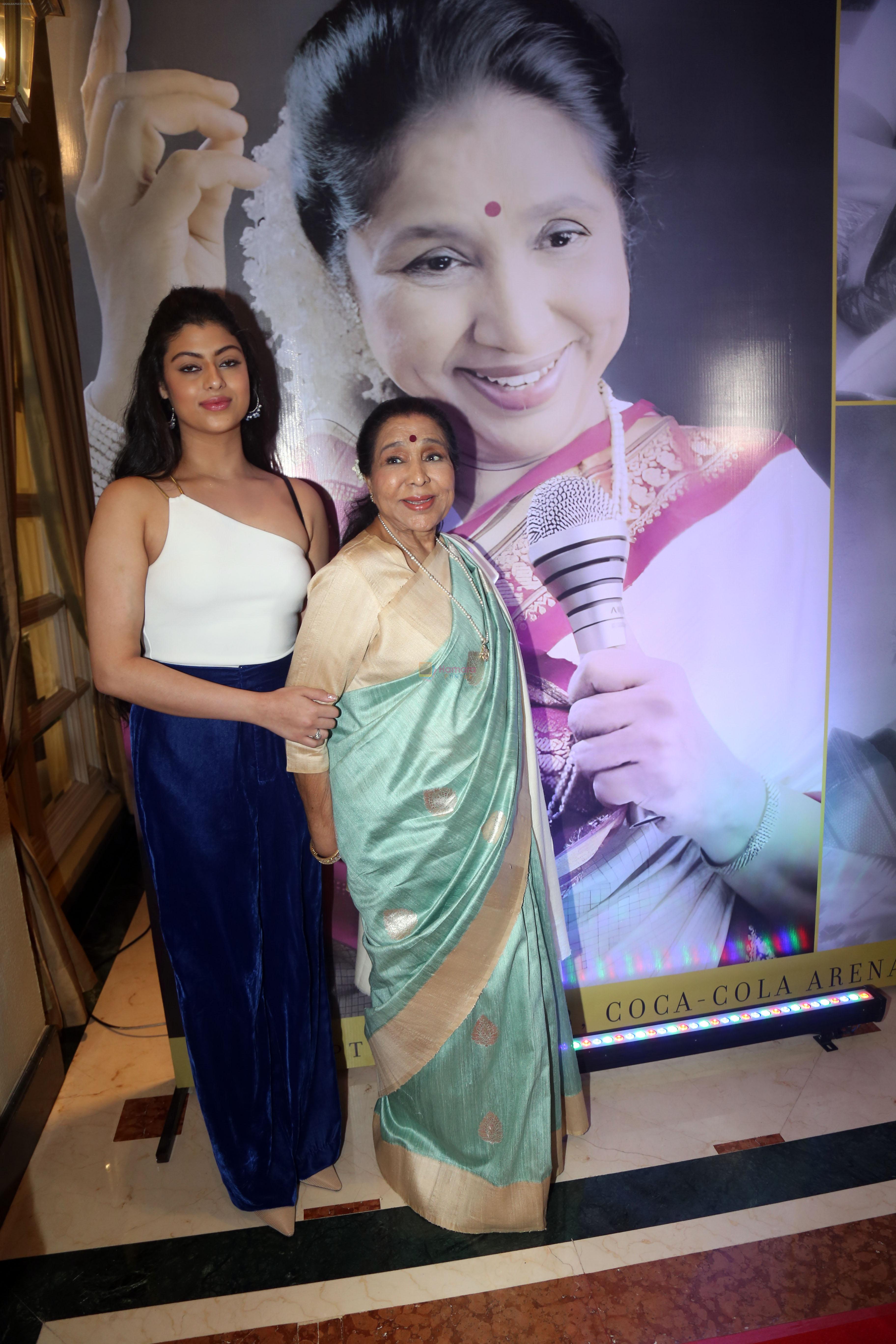 Asha Bhosle, Zanai Bhosle at the Press Conference for Asha@90 Live In Concert in Dubai on 8th August 2023