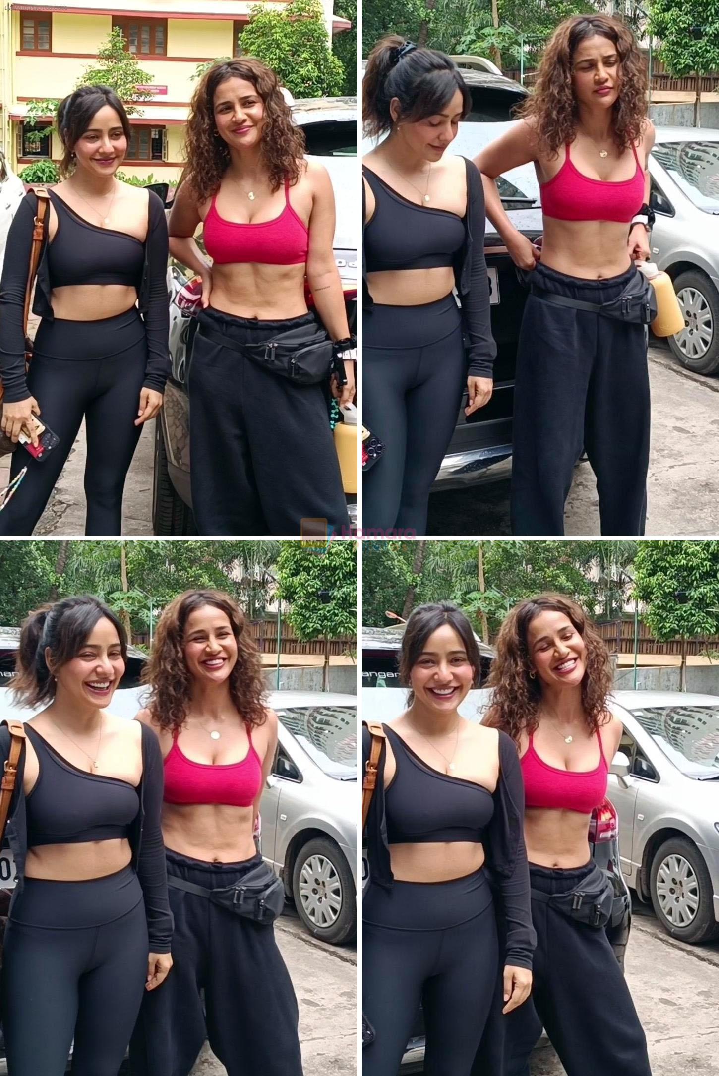 Neha Sharma and Aisha Sharma Spotted Outside Gym in Bandra on 10th August 2023