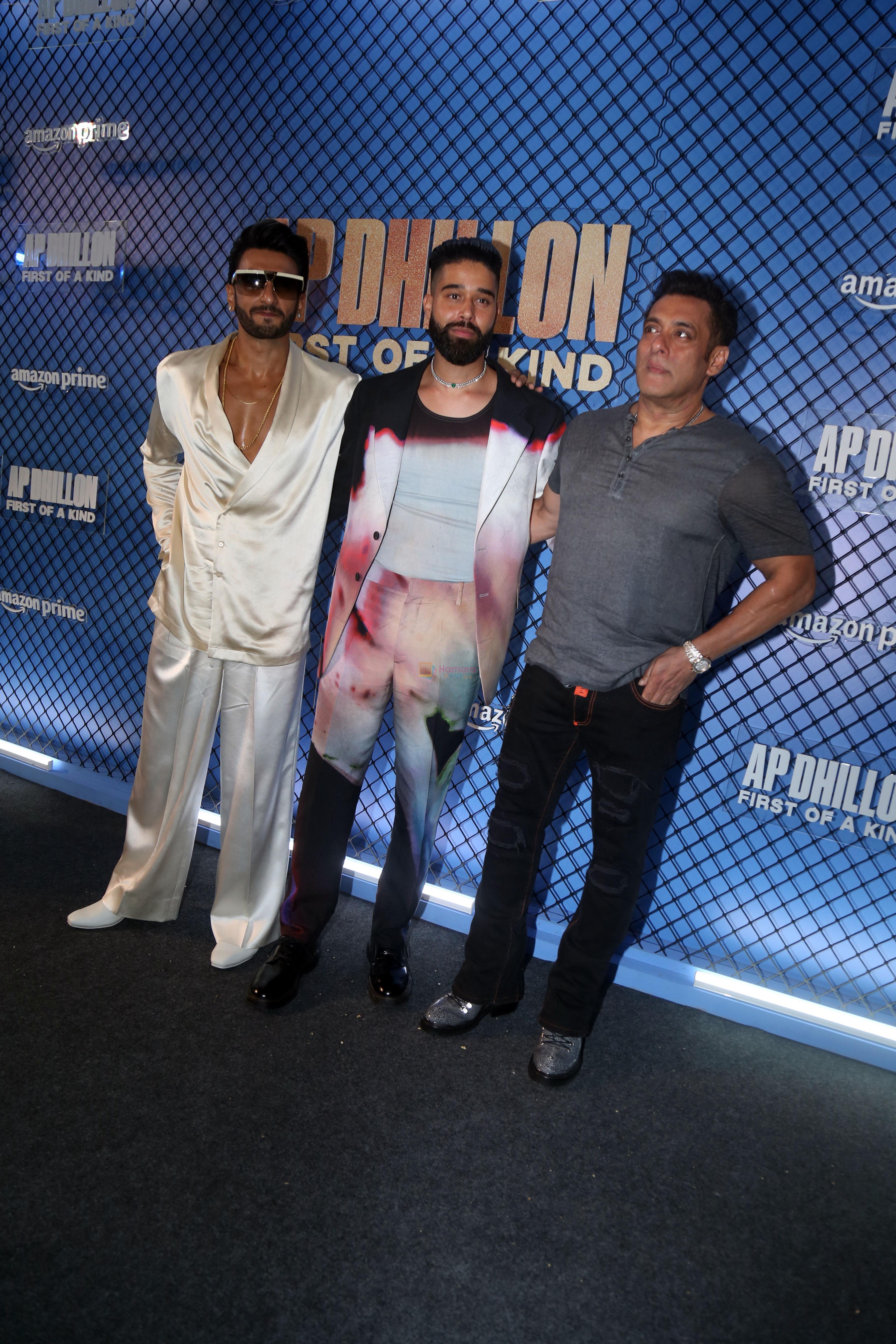 AP Dhillon, Ranveer Singh, Salman Khan at the premiere of Docuseries AP Dhillon- First Of A Kind on 16th August 2023