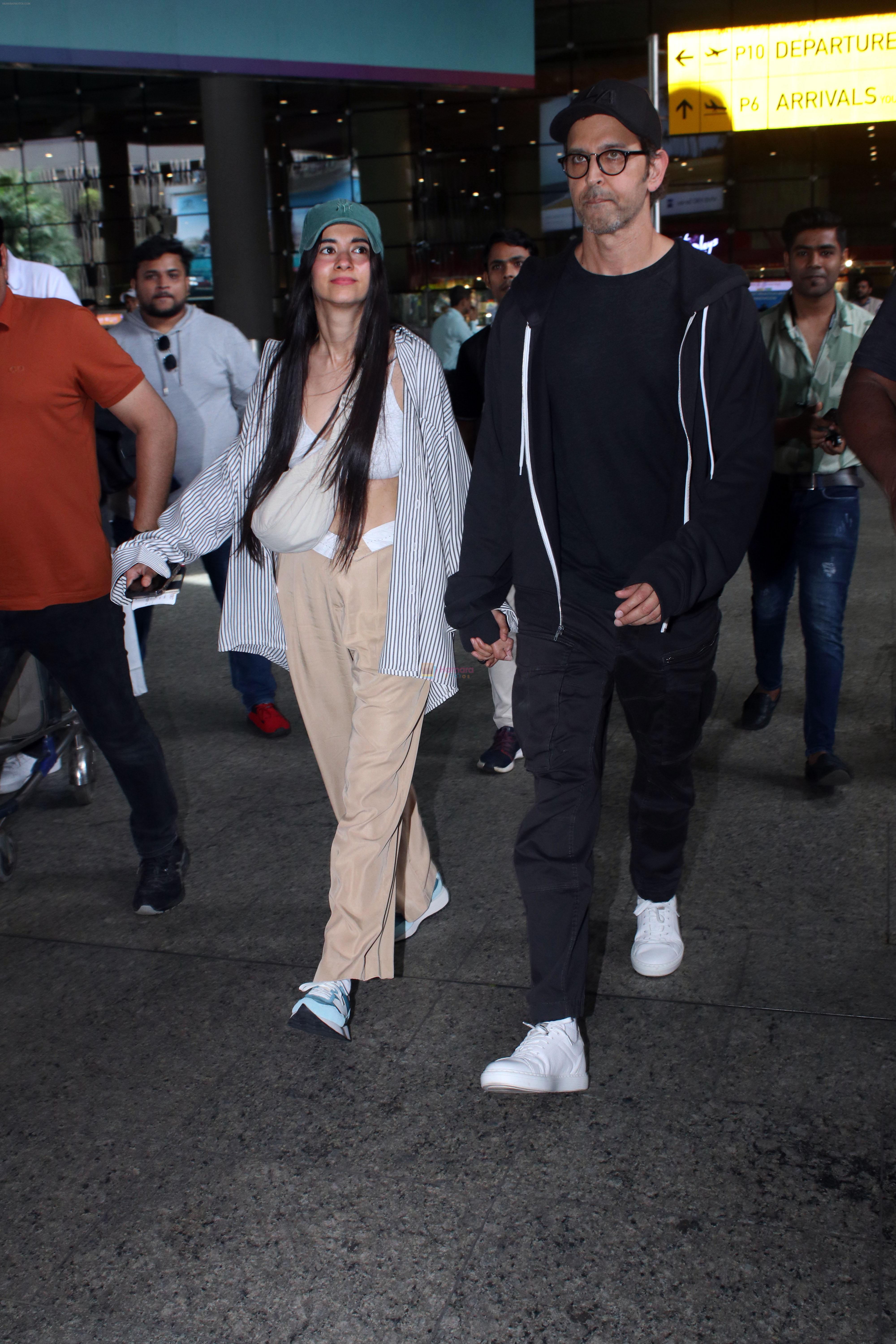 Hrithik Roshan and Saba Azad Spotted at the Airport Arrivals on 18th August 2023