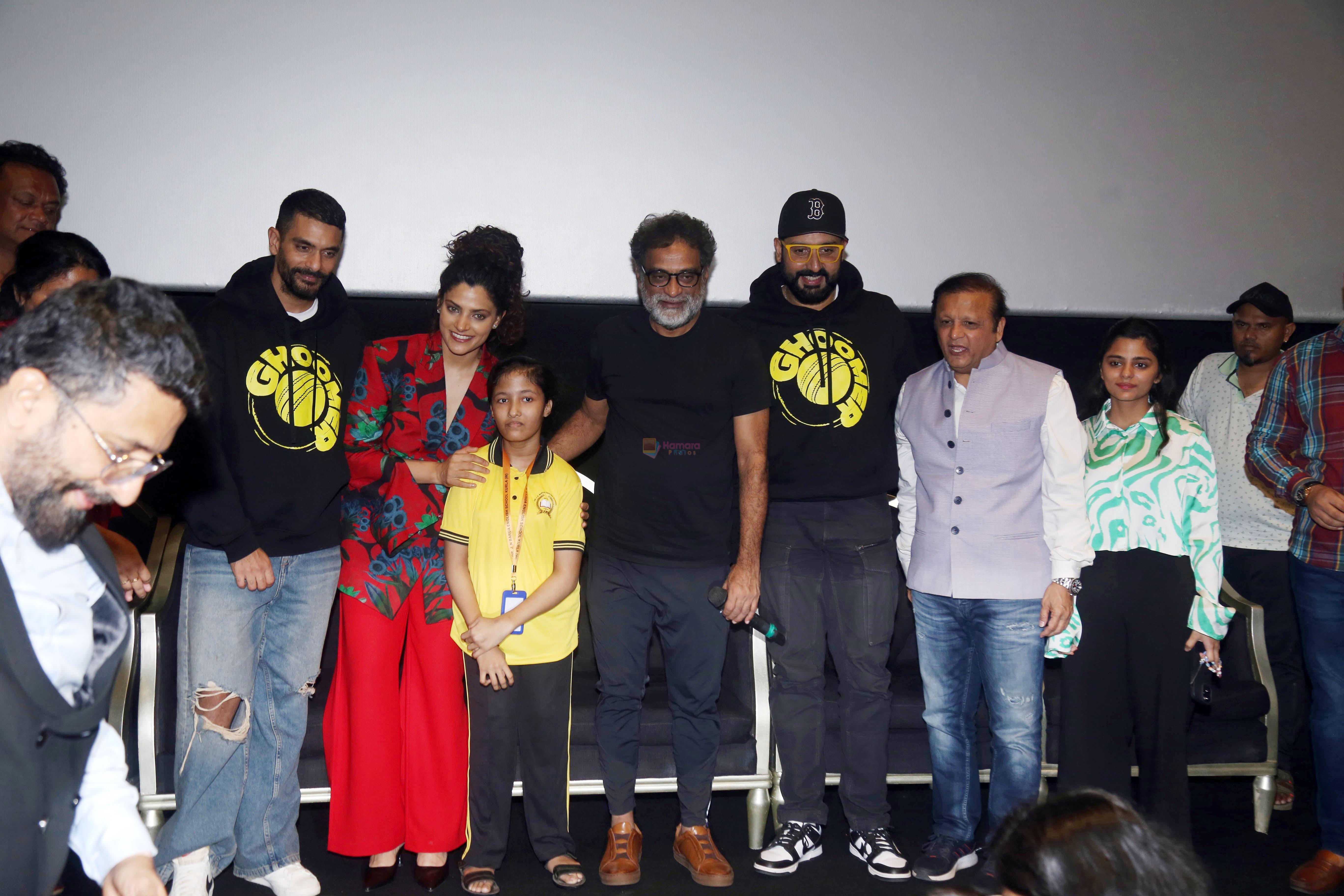 Abhishek Bachchan, Angad Bedi, Asif Bhamla, R. Balki, Saiyami Kher celebrate Ghoomer release with differently abled kids at PVR Le Reve in Bandra on 21st August 2023