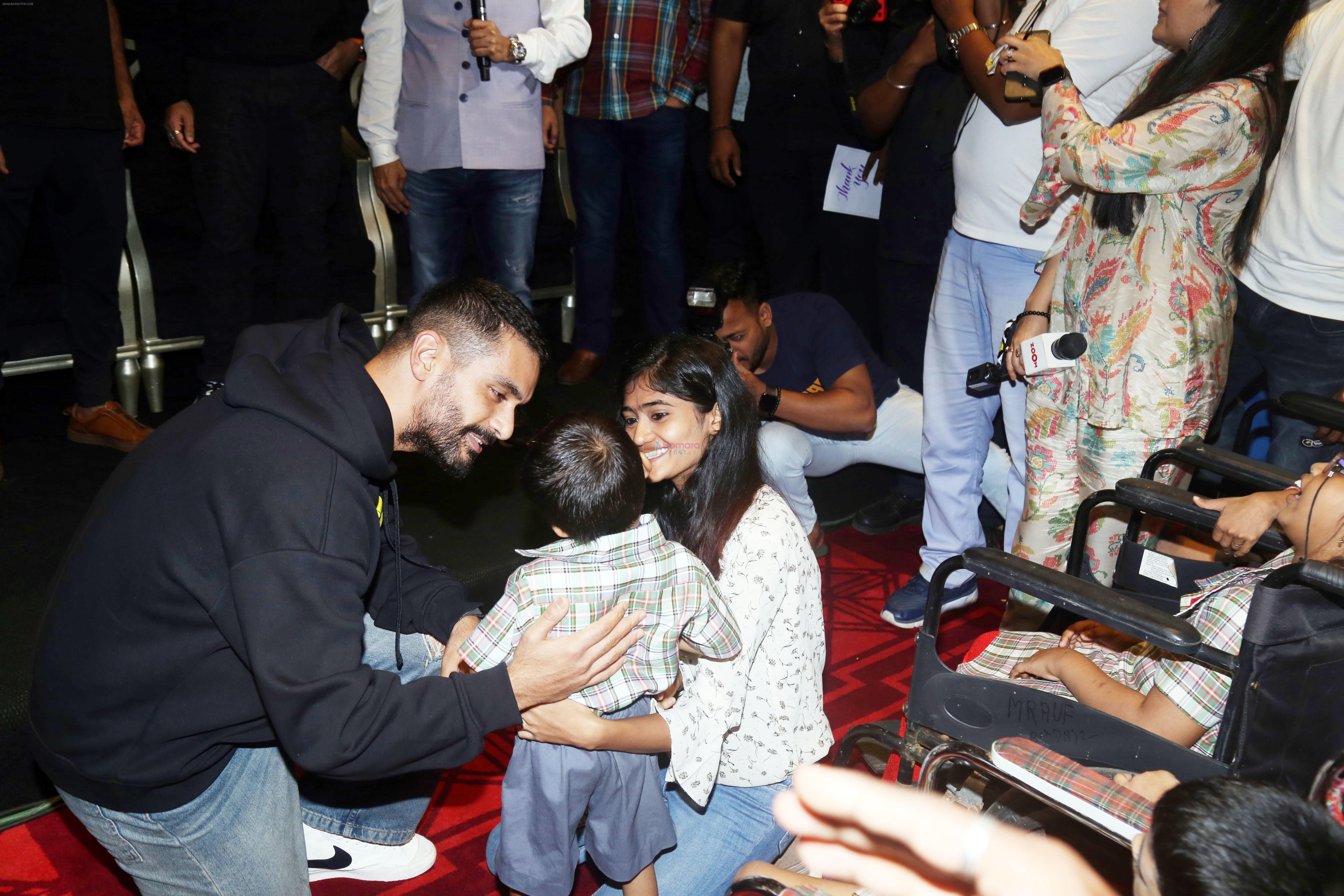 Angad Bedi celebrate Ghoomer release with differently abled kids at PVR Le Reve in Bandra on 21st August 2023