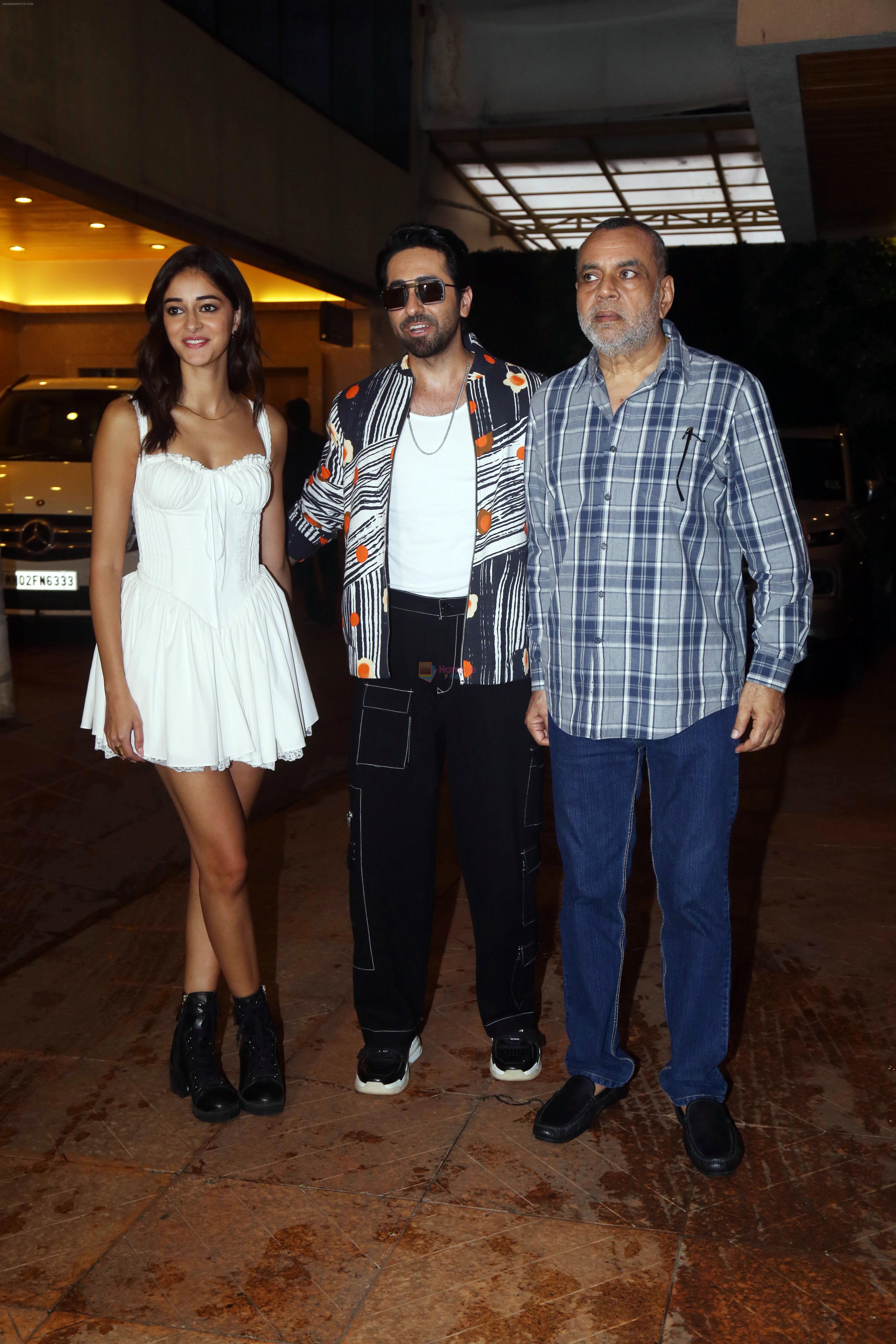 Ananya Panday, Ayushmann Khurrana, Paresh Rawal promote Dream Girl 2 at Ekta House in Juhu on 22nd August 2023