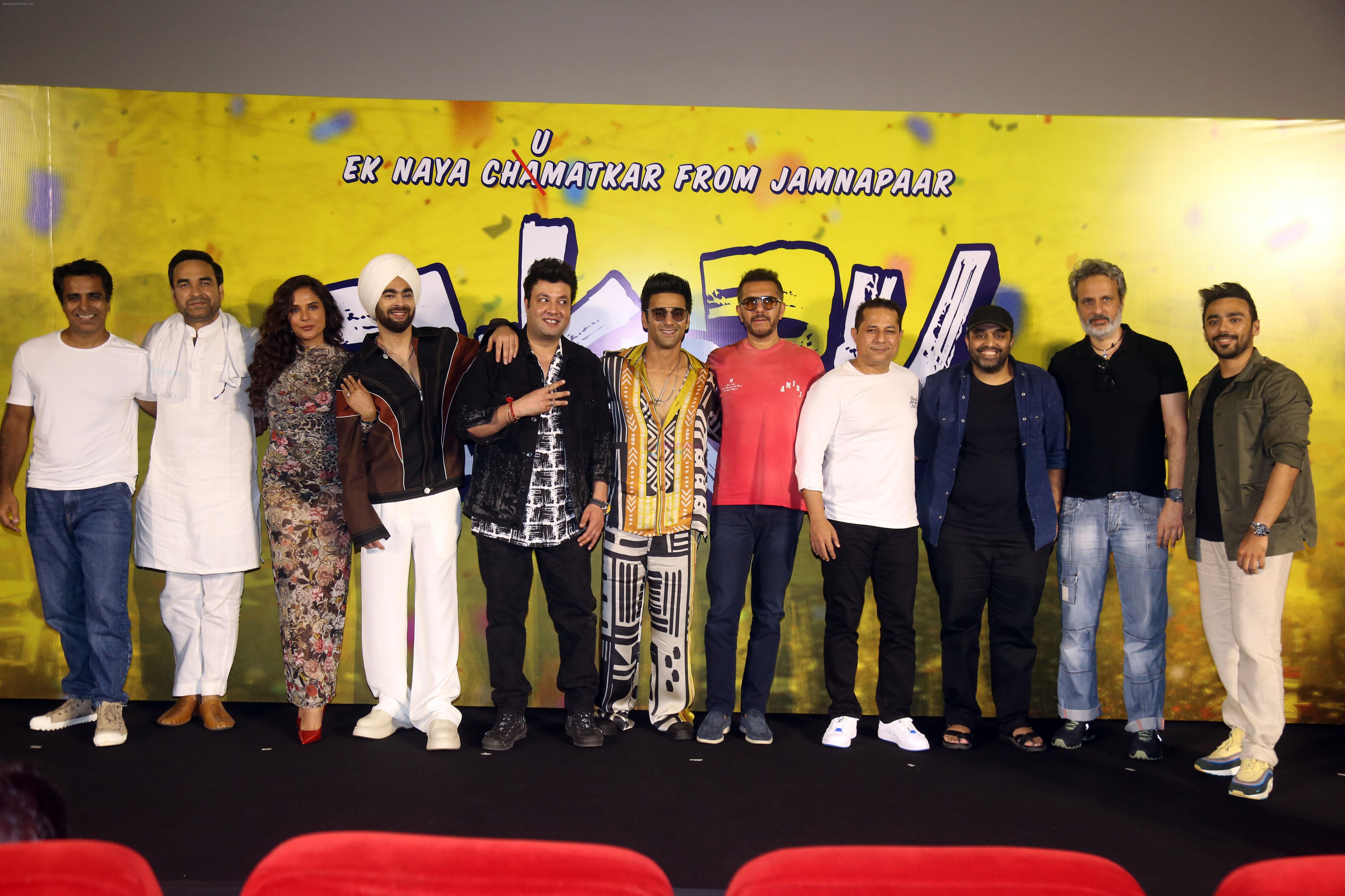 Anil Thadani, Manjot Singh, Mrigdeep Singh Lamba, Pankaj Tripathi, Pulkit Samrat, Richa Chadha, Ritesh Sidhwani, Varun Sharma, Vishal Ramchandani at Fukrey 3 Trailer Launch on 5th Sept 2023