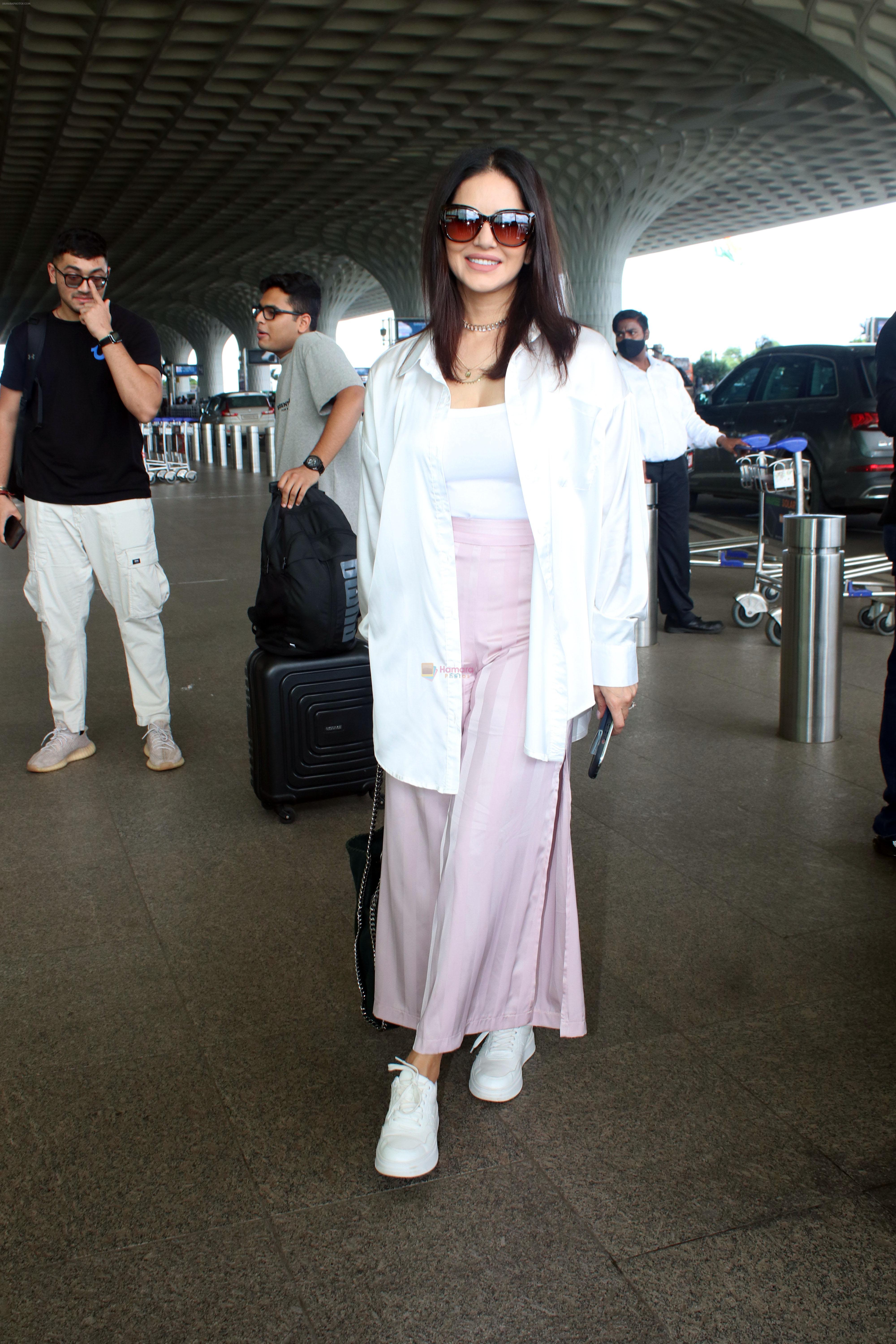 Sunny Leone spotted at airport departure on 10th Sept 2023