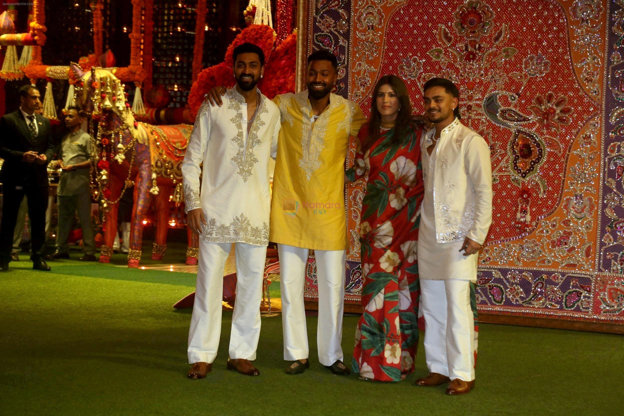 Hardik Pandya, Ishan Kishan, Krunal Pandya, Pankhuri Sharma at Ambani House Antilia for Ganpati Darshan on 19th Sept 2023