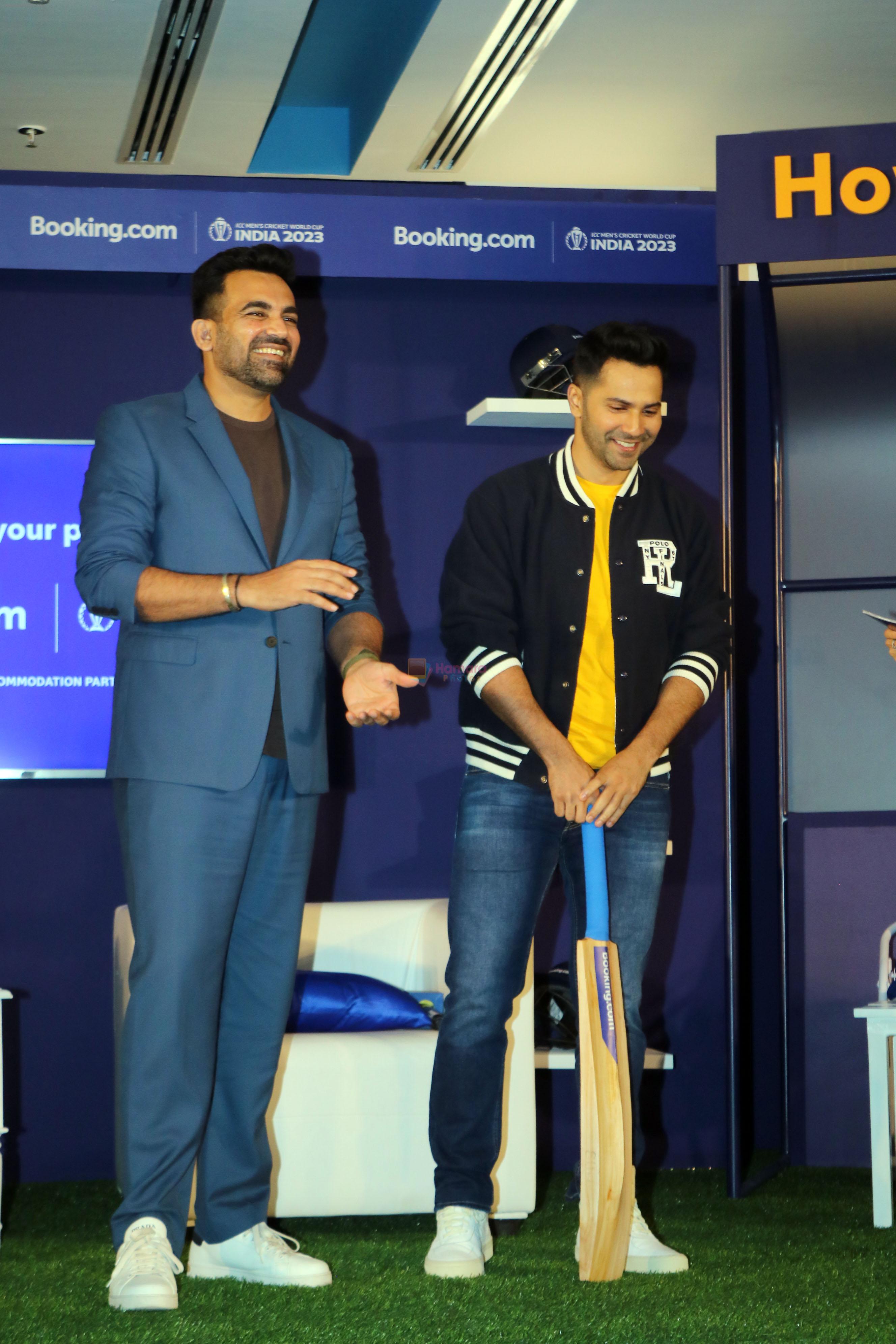 Varun Dhawan, Zaheer Khan at booking.com being official accomodation partner for the ICC Men World Cup 2023 on 3rd Oct 2023