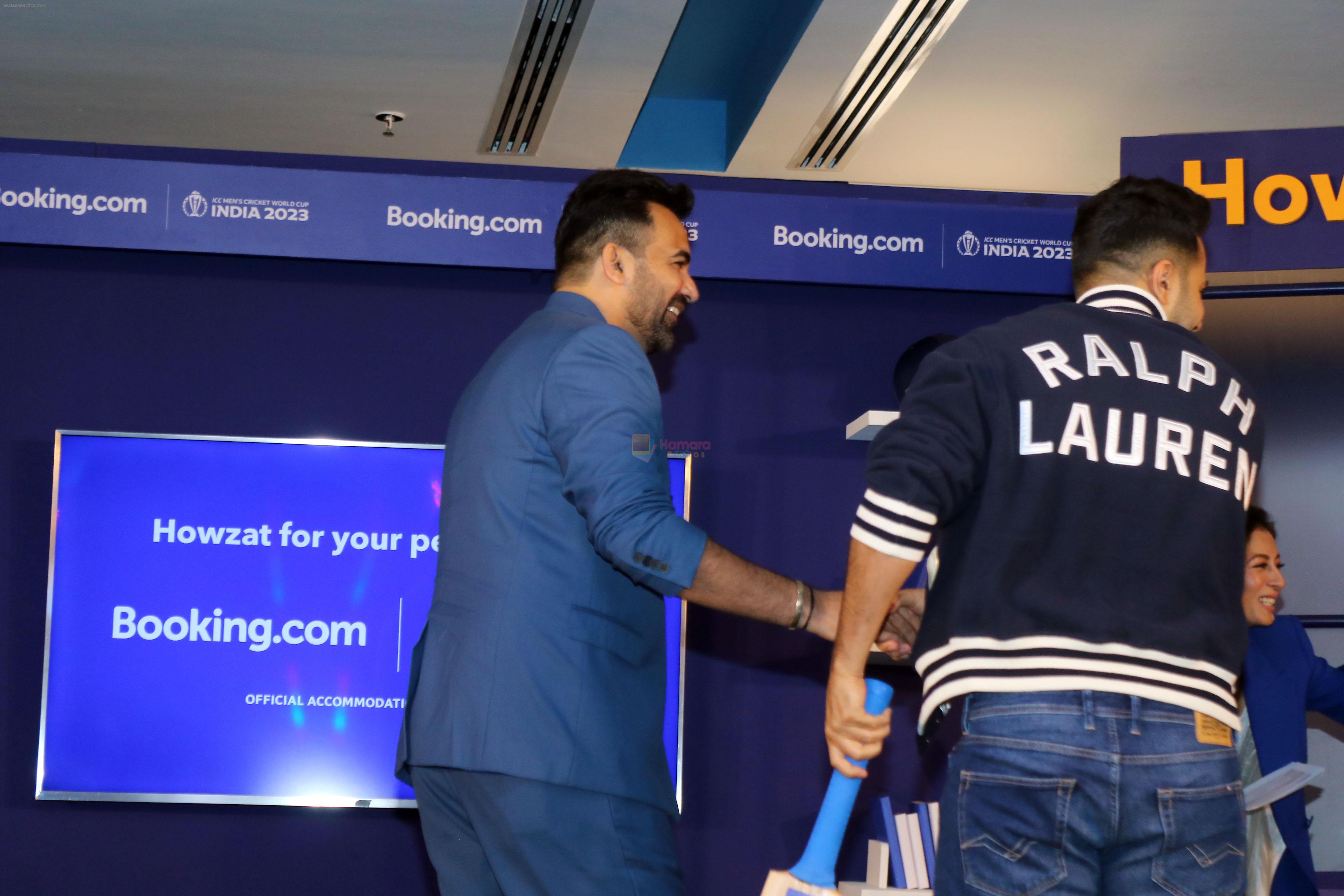 Sukhmani Sadana, Varun Dhawan, Zaheer Khan at booking.com being official accomodation partner for the ICC Men World Cup 2023 on 3rd Oct 2023