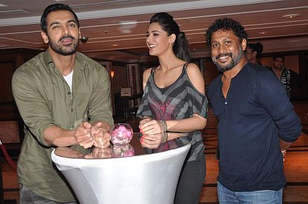 Nargis Fakhri, John Abraham, Shoojit Sircar promotes Madras Cafe