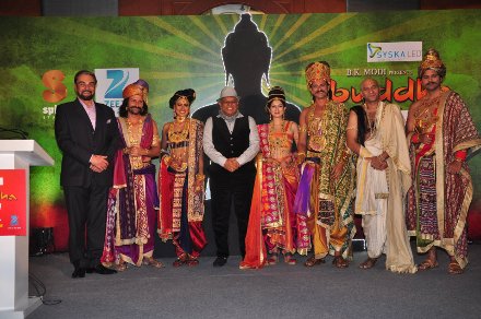 Kabir Bedi, Siddharth Vasudev, Nigaar Khan,  Dr. B.K Modi, Gungun  Uprari, Samir Dharmaadhikari, Amit Bhel at Zee launches Buddha serial in J W Marriott in Mumbai on 2nd Sept 2013