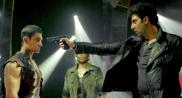 Abhishek Bachchan and Aamir Khan in Dhoom 3