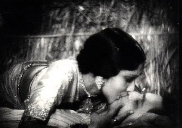 Devika Rani and Himanshu Rai Kiss in Karma 1933