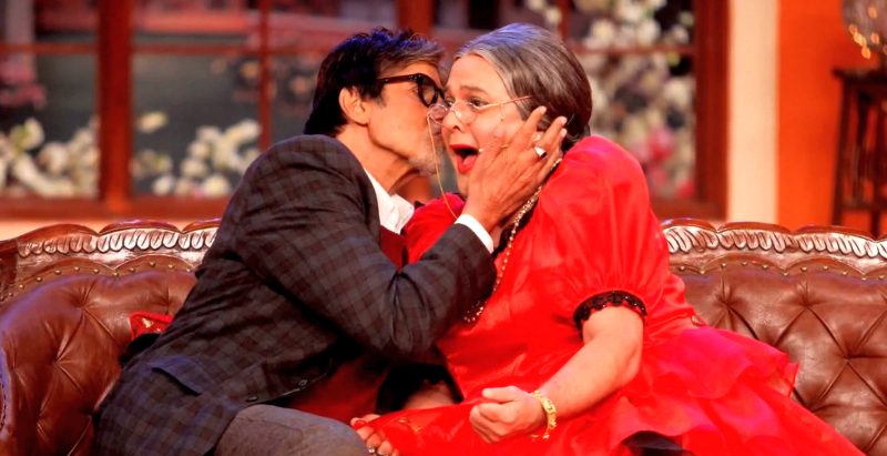 Amitabh Bachchan kissing Ali Asgar in Comedy Nights with Kapil