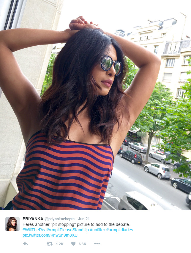 Priyanka Chopra Showing Her Real Armpits on Twitter