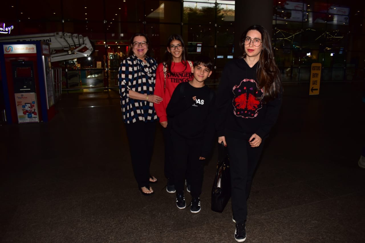 Karishma Kapoor spotted at airport with her family