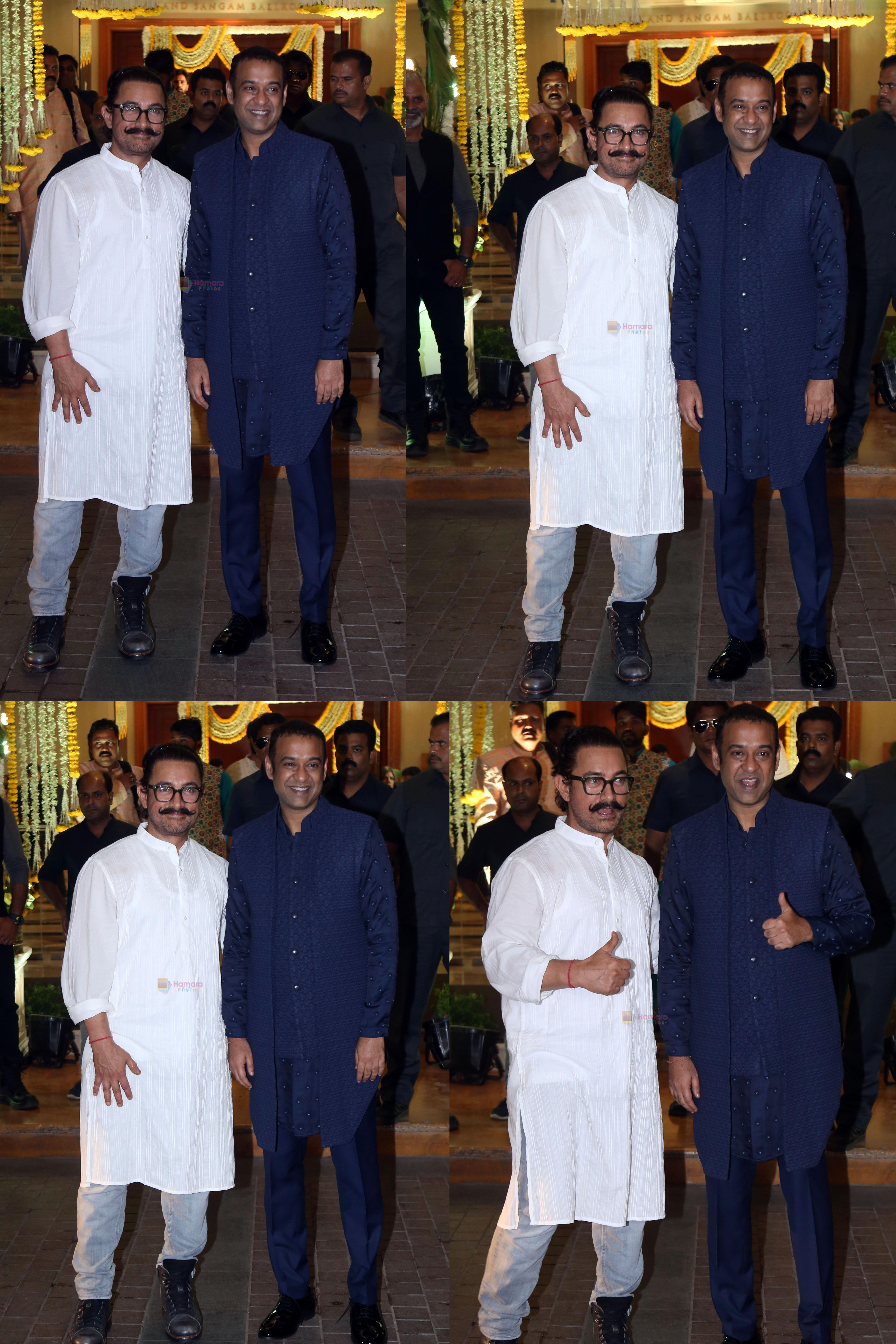 Aamir Khan and the groom at Madhu Mantena and Ira Trivedi wedding ceremony on 11 Jun 2023