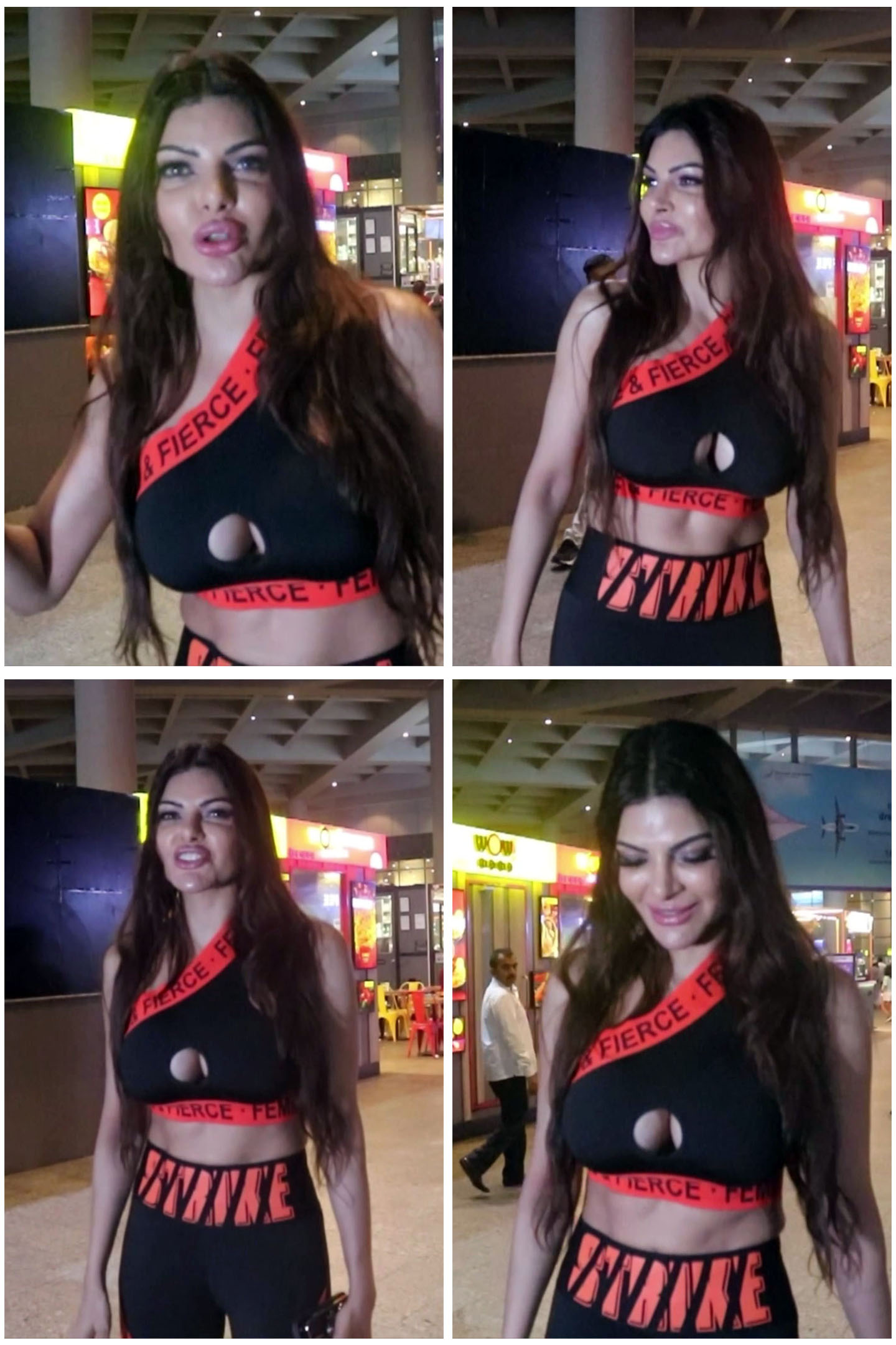 Sherlyn Chopra promoting her music video at the airport on 14 June 2023
