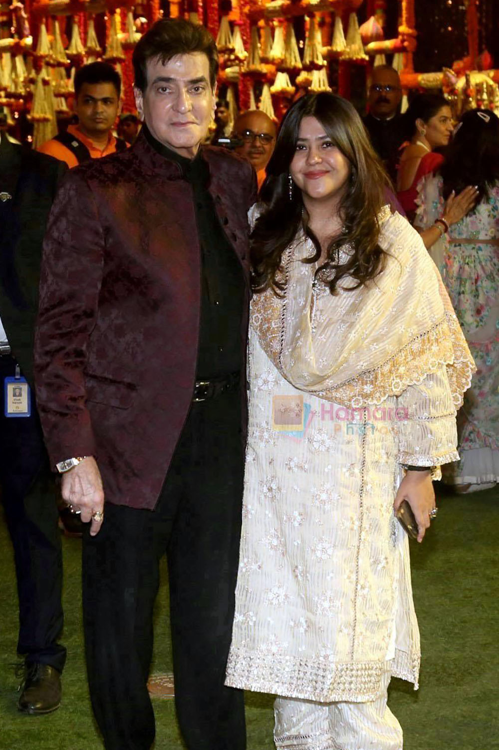 Ekta Kapoor and Jeetendra at Antilia for Ganpati Darshan on 19th Sept 2023